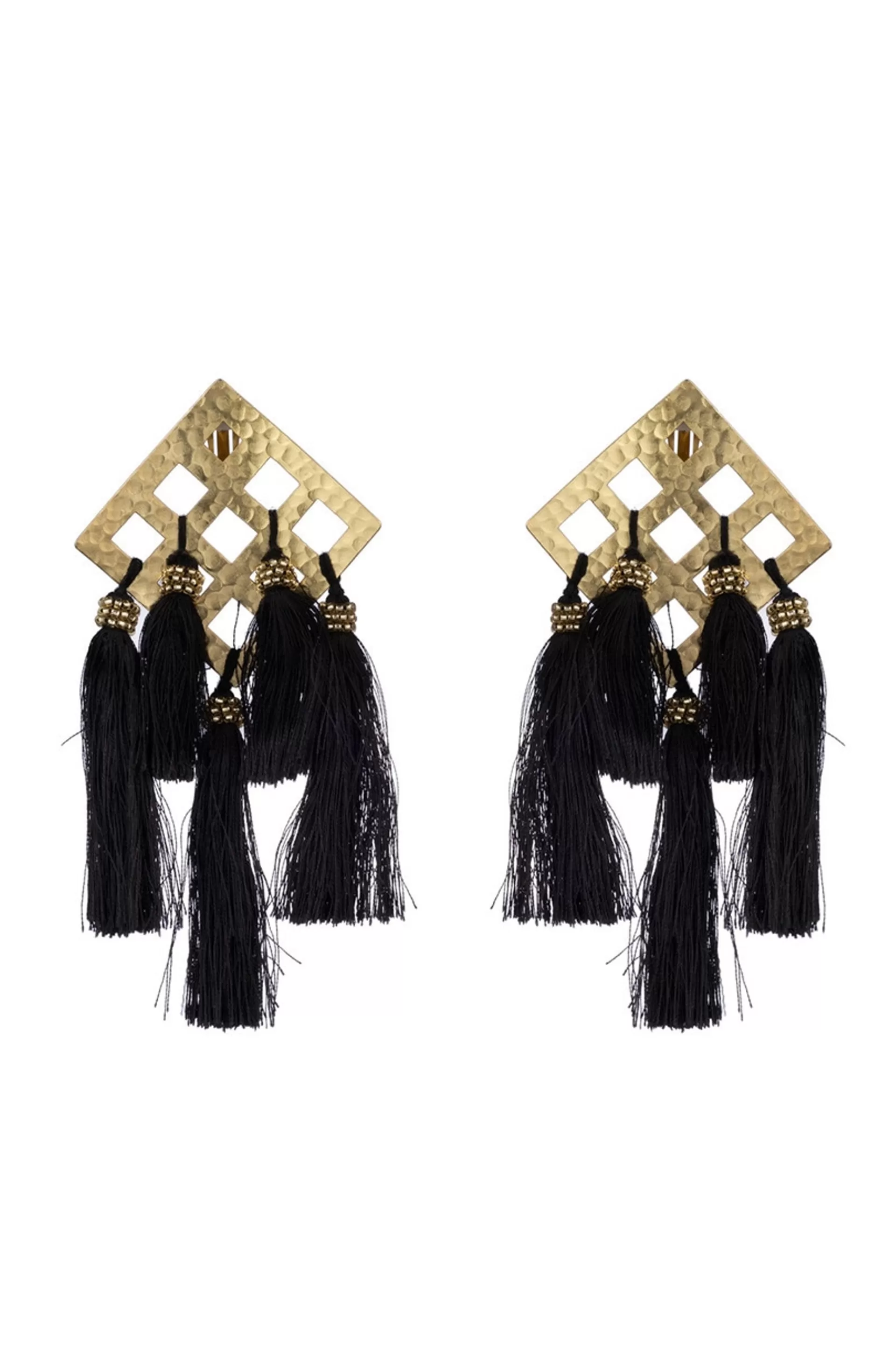 Natori Earrings< Plated Brass Geo Tassel Clip Earrings Gold