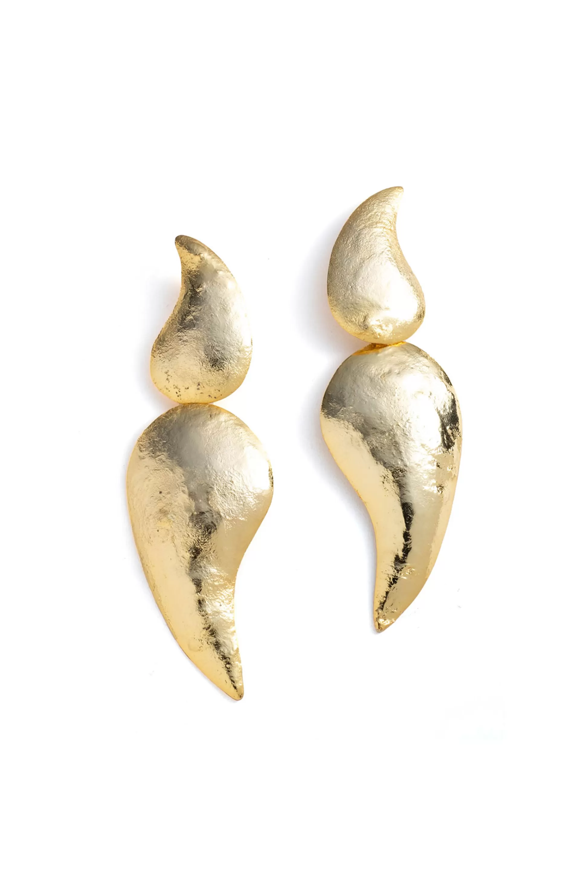 Natori Earrings< Plated Brass Two Teardrop Earrings Gold