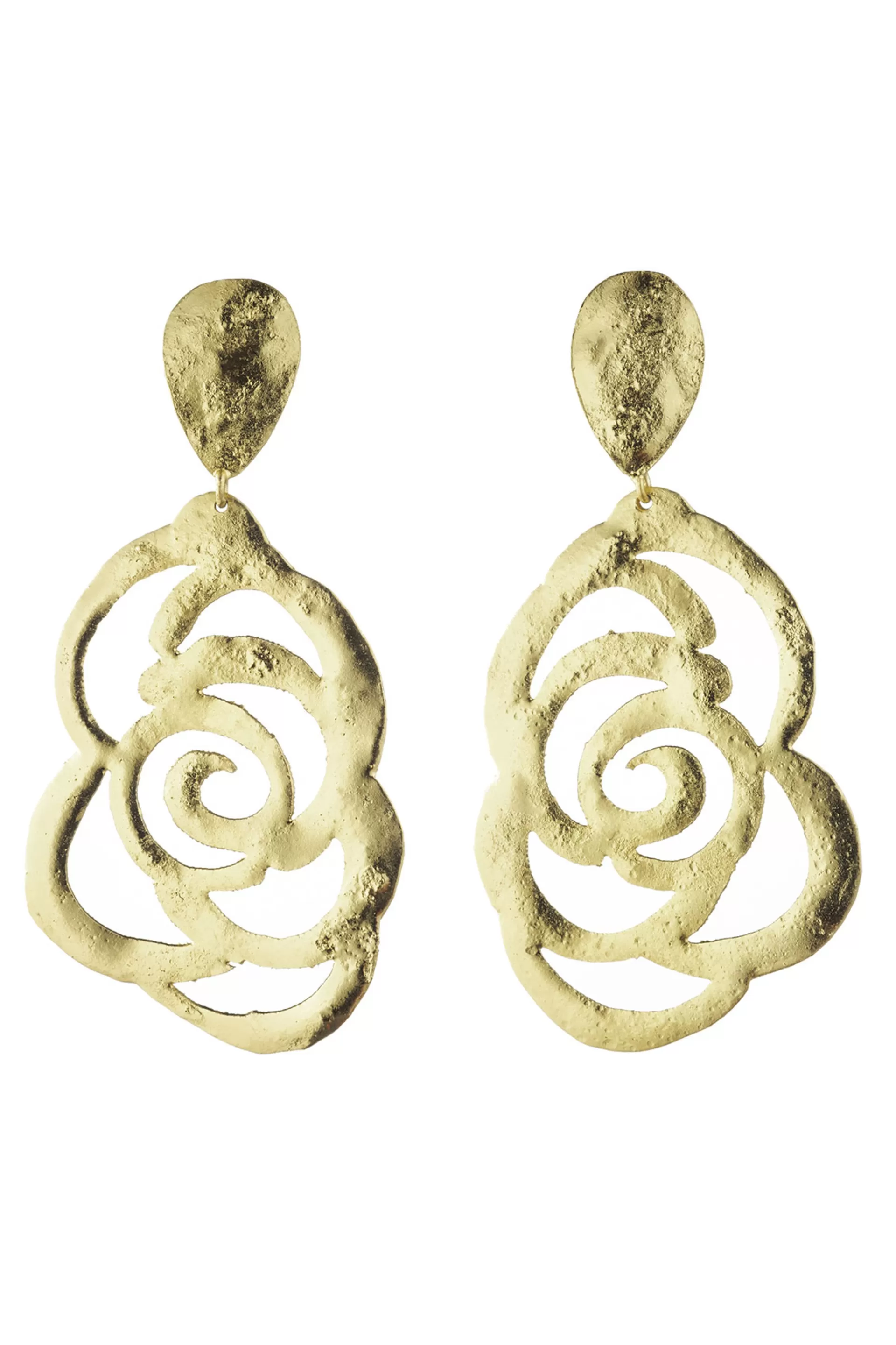 Natori Earrings< Plated Floral Scroll Drop Earrings Gold