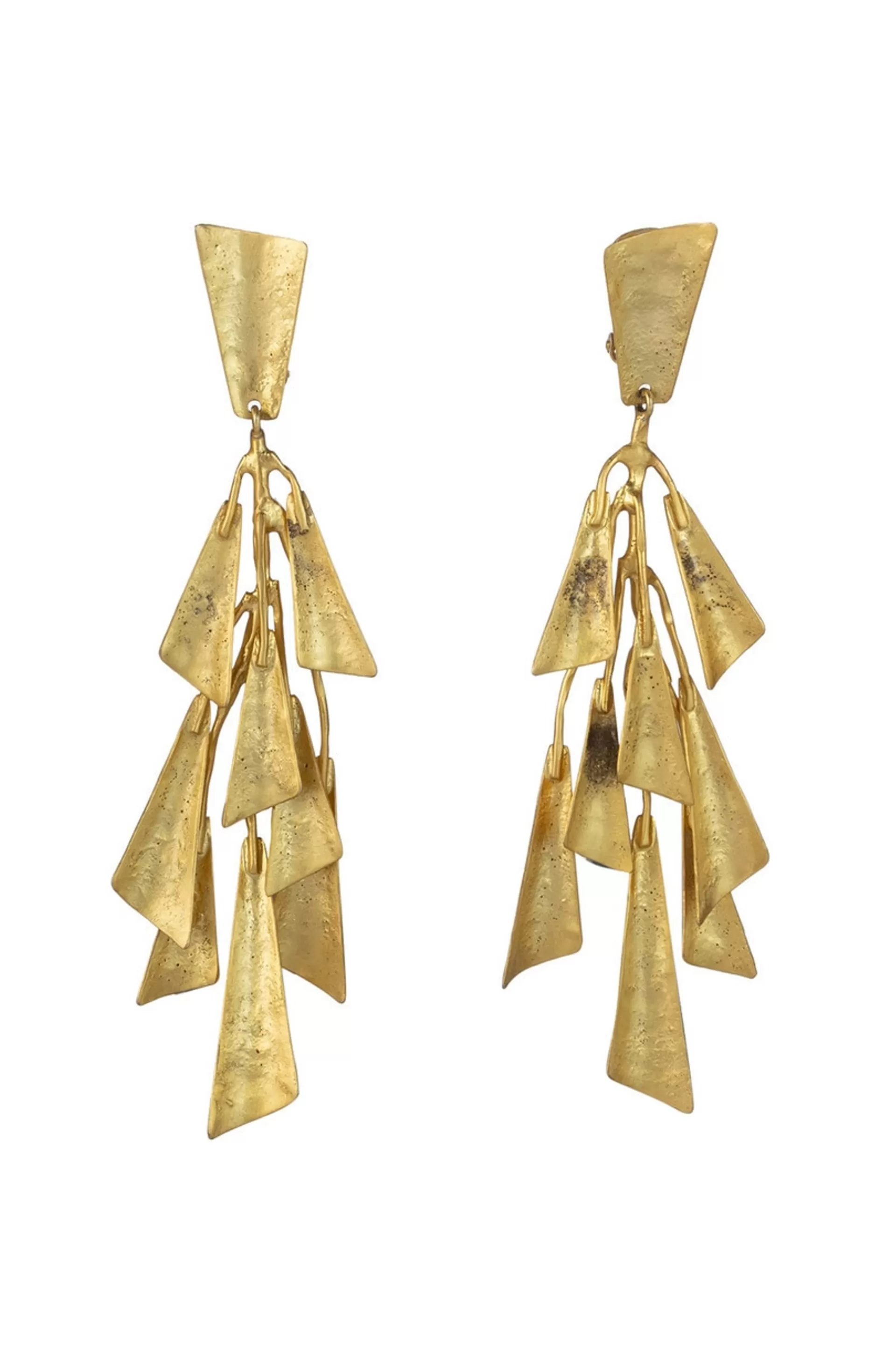 Natori Earrings<plated Brass Fringe Clip Earrings Gold