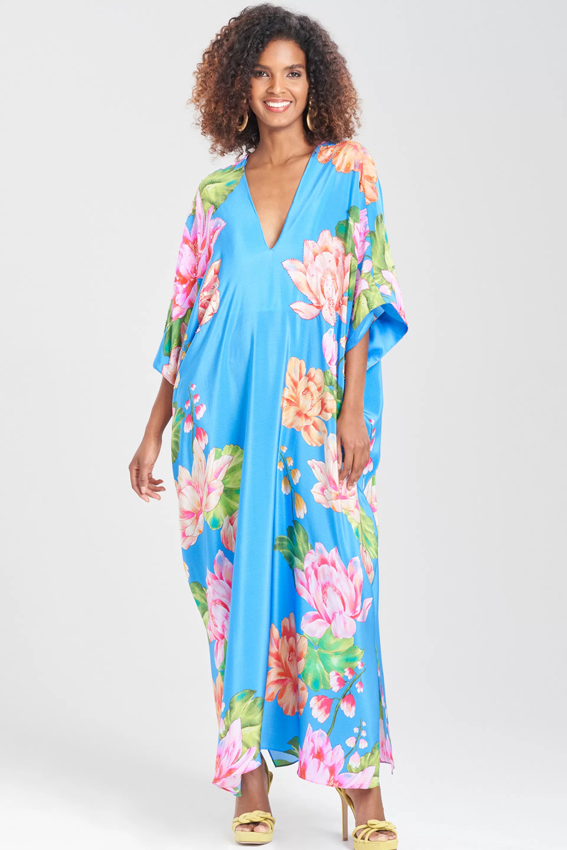 Natori Caftan Dresses<Hanabi Beaded Silk Caftan Astor