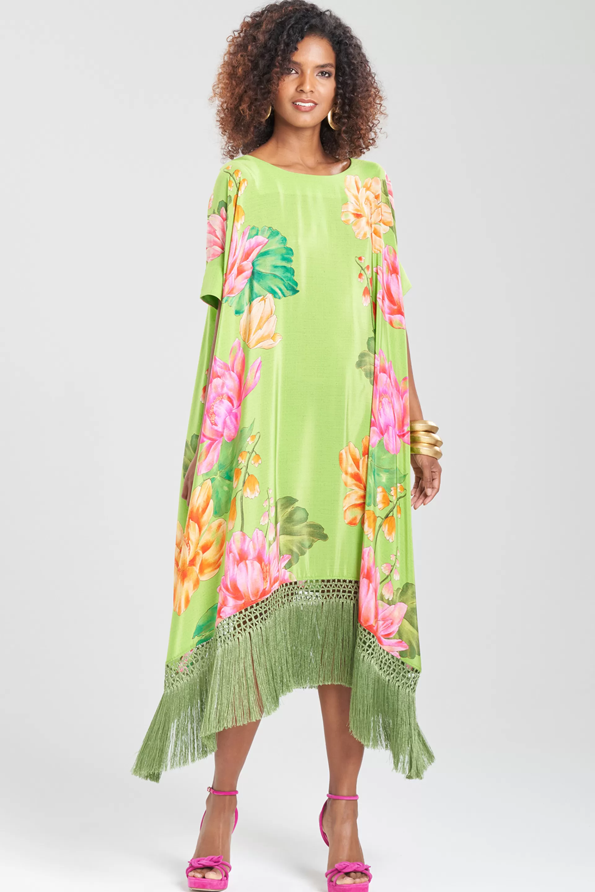 Natori Caftan Dresses<Hanabi Fringe Silk Caftan