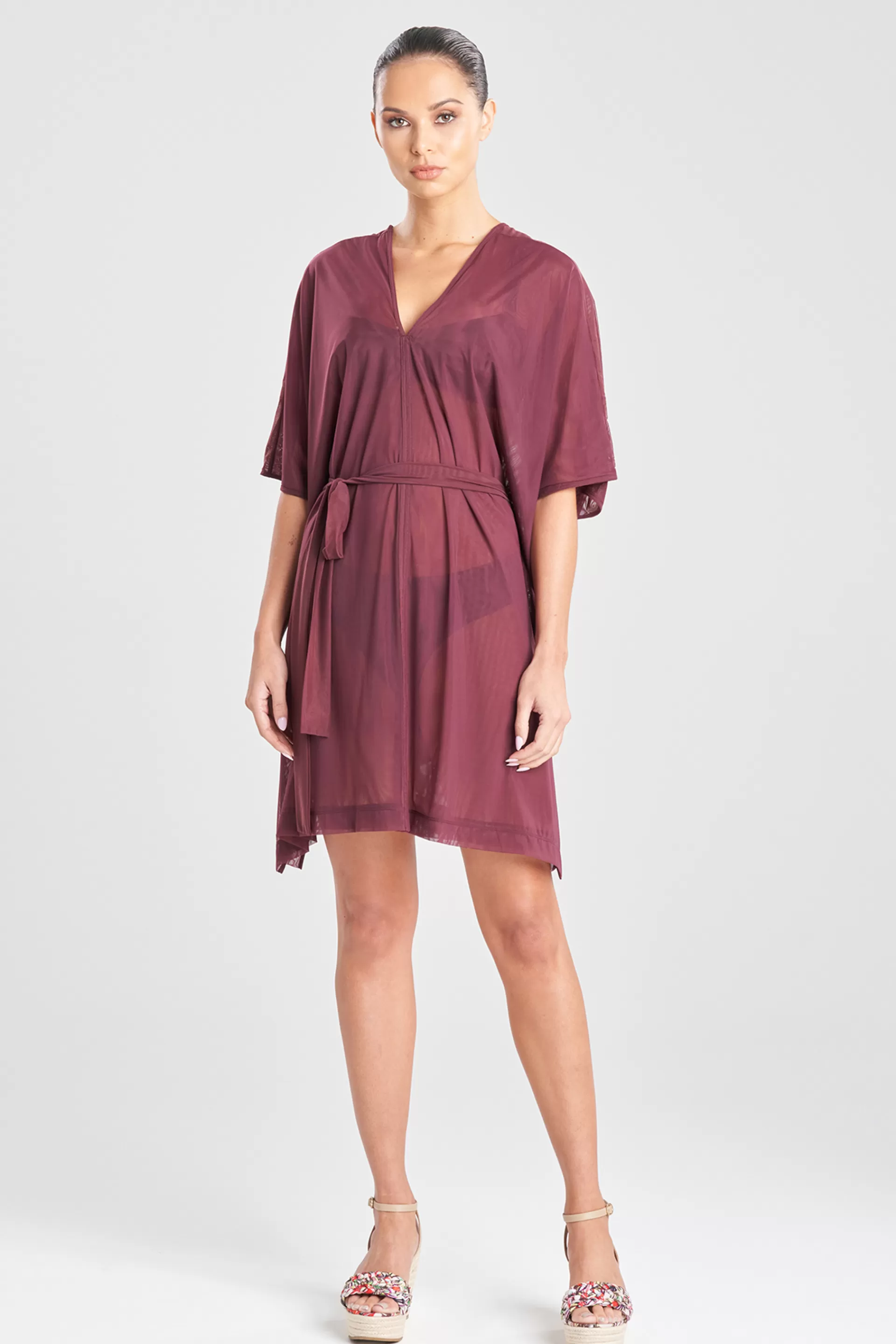 Natori Honeymoon | Beach Caftans<Heleneca Mesh Belted Short Caftan