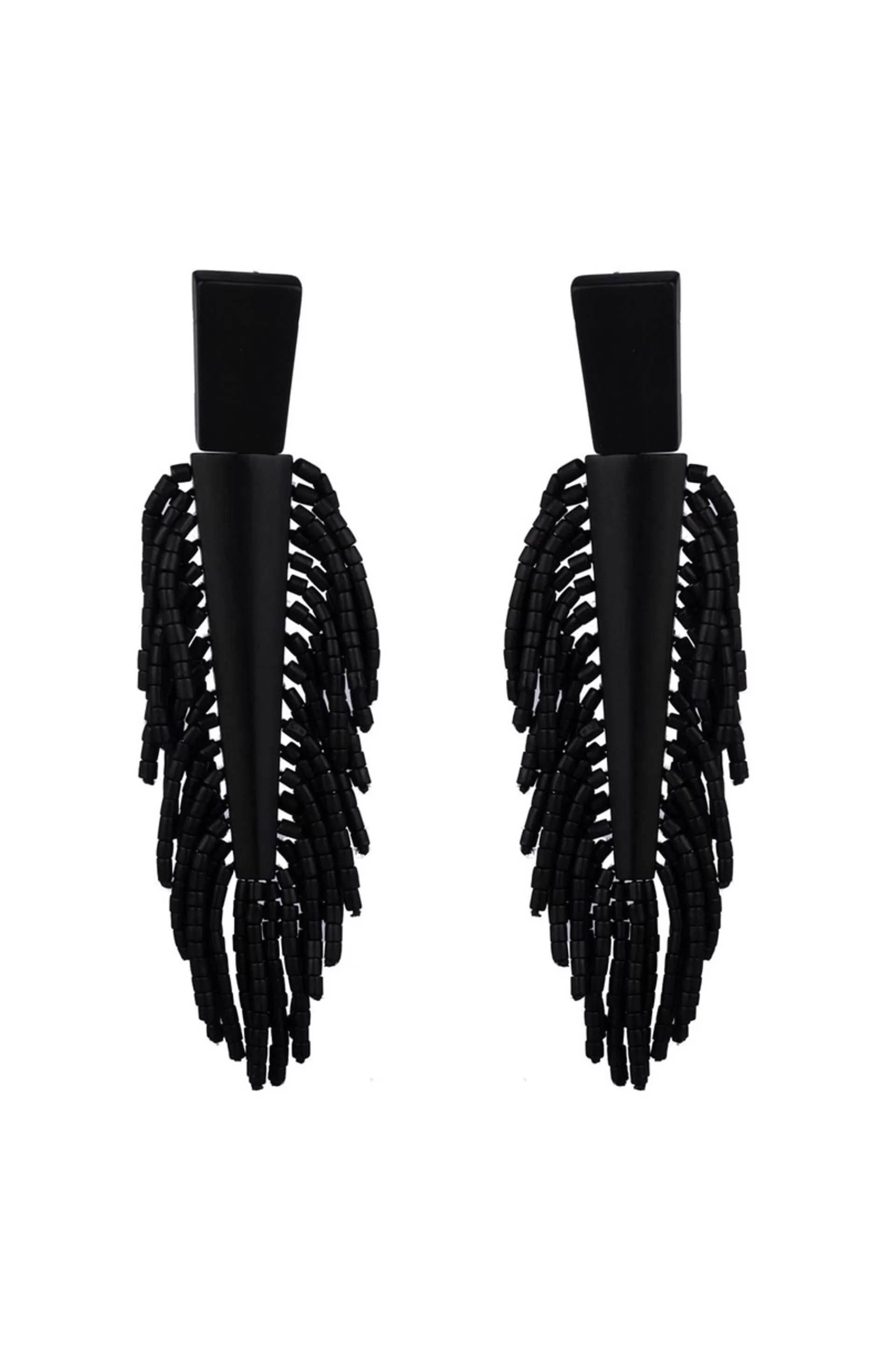 Natori Earrings<Horn Tassel Clip Earrings Black