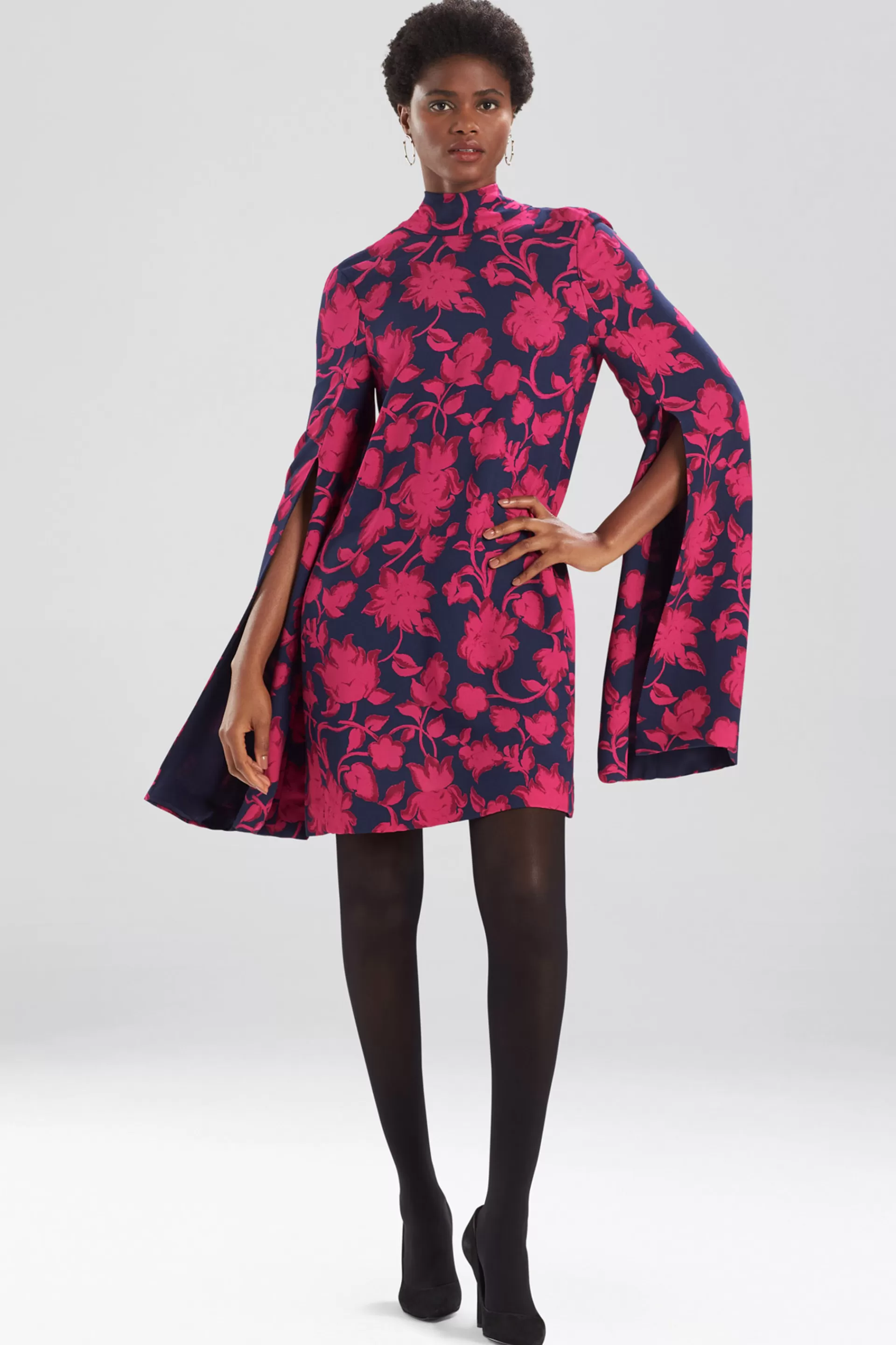 Natori Dresses<Ikebana Floral Cape Dress Acai