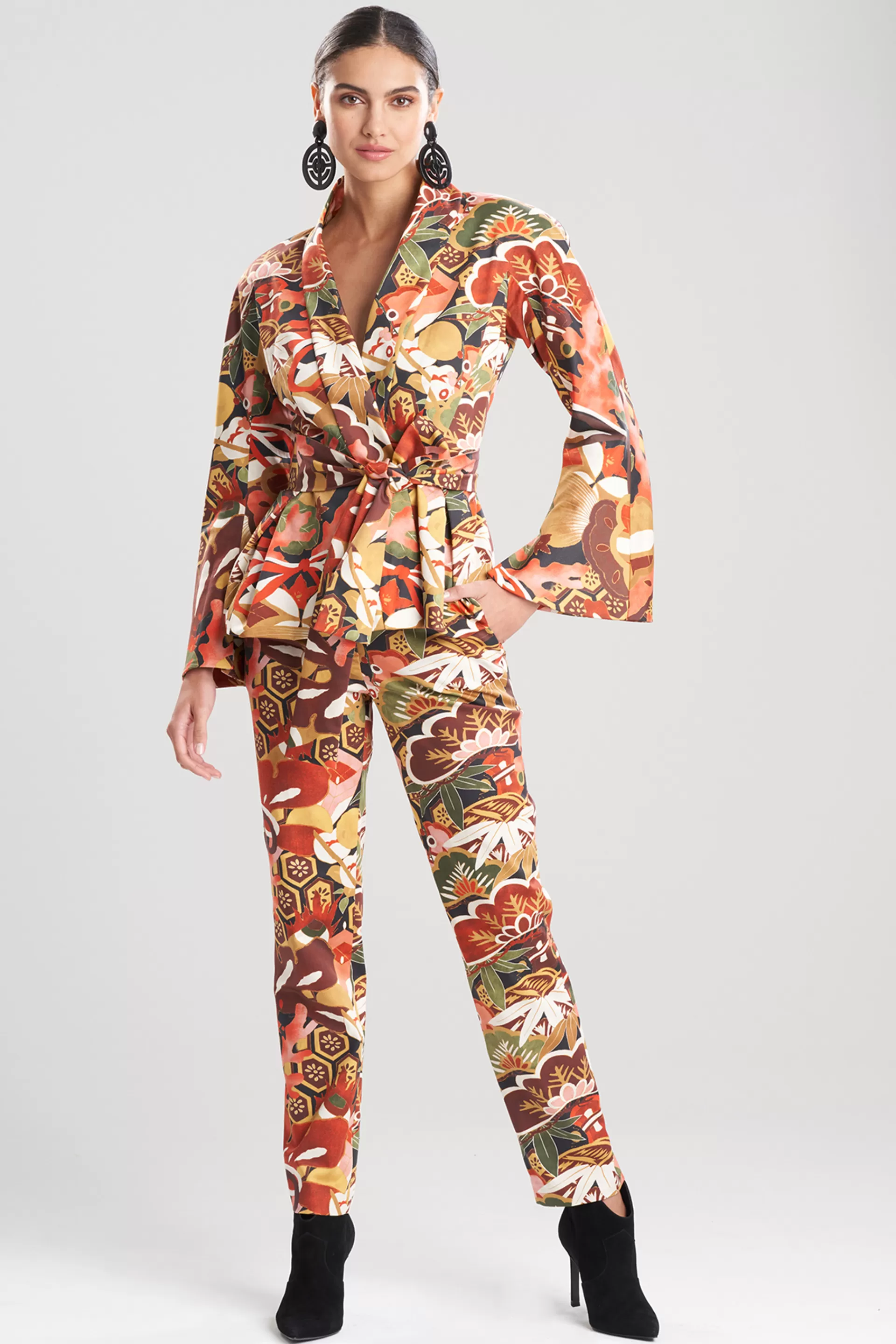 Natori Jackets & Outerwear<Ikebana Printed Cotton Sateen Peplum Jacket Carnelian