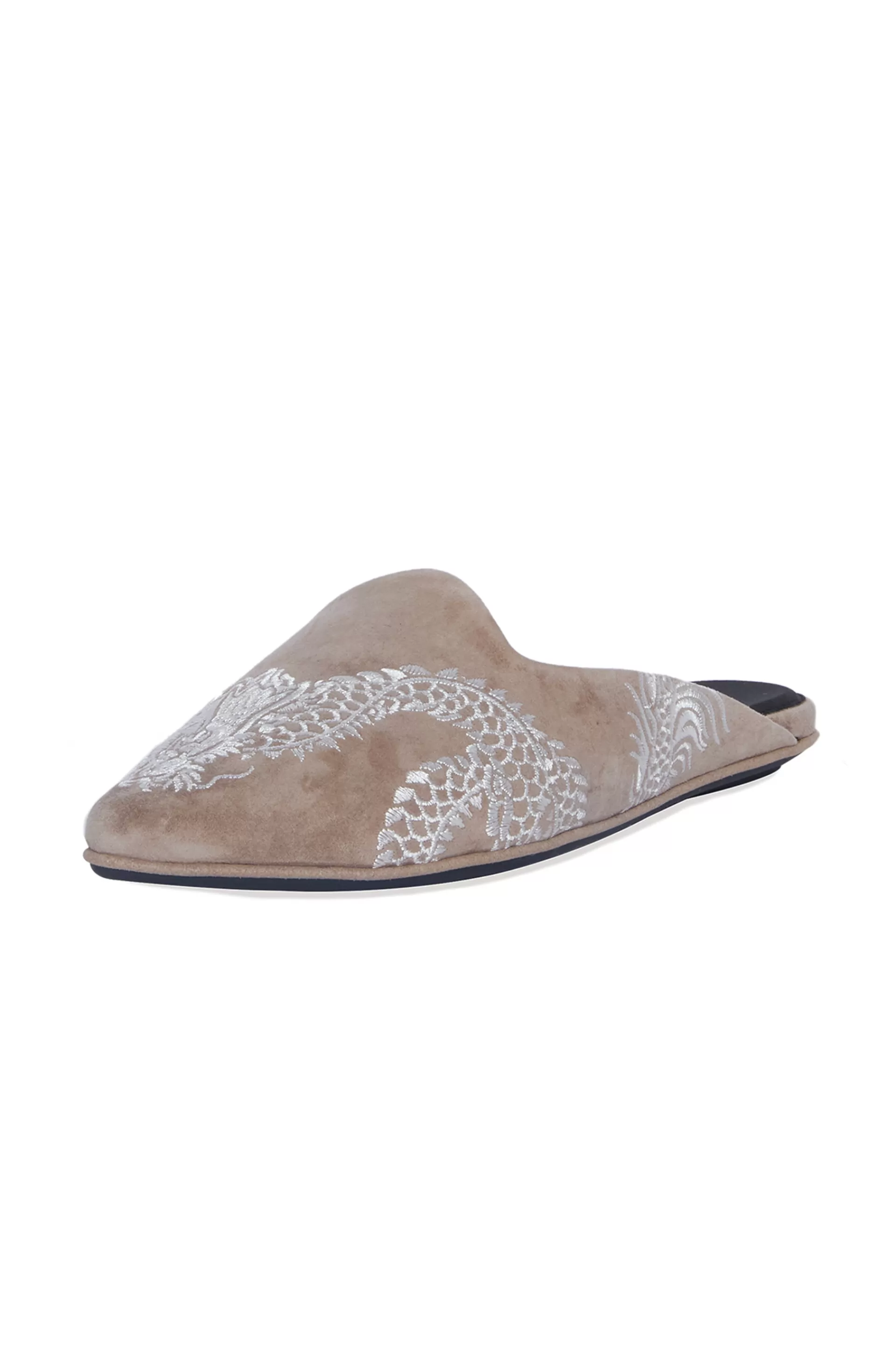 Natori Slides<Image Suede Dragon Embroidery Slide