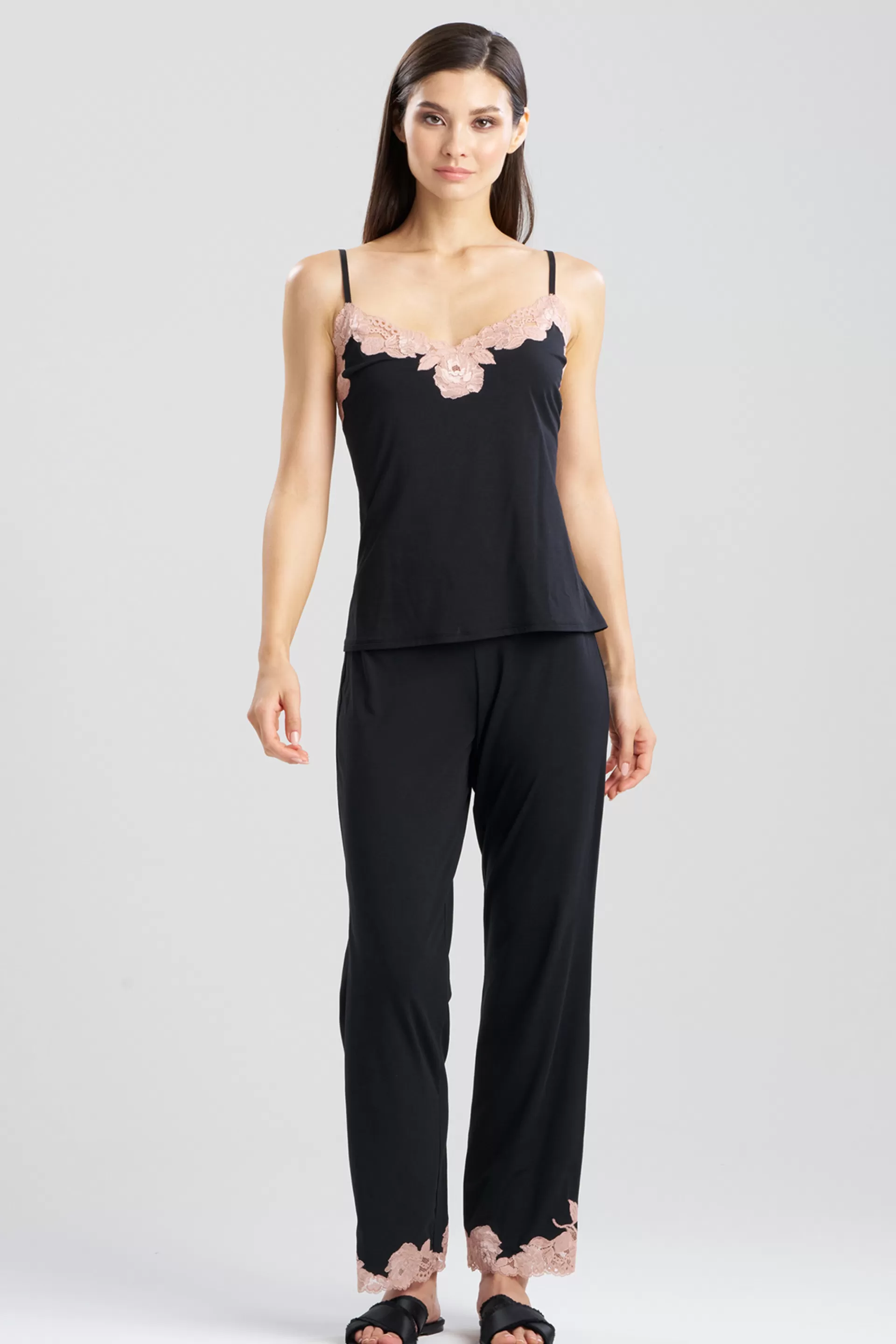 Natori Pajama Sets<Imagine Jersey Lace Cami PJ Black/Rose