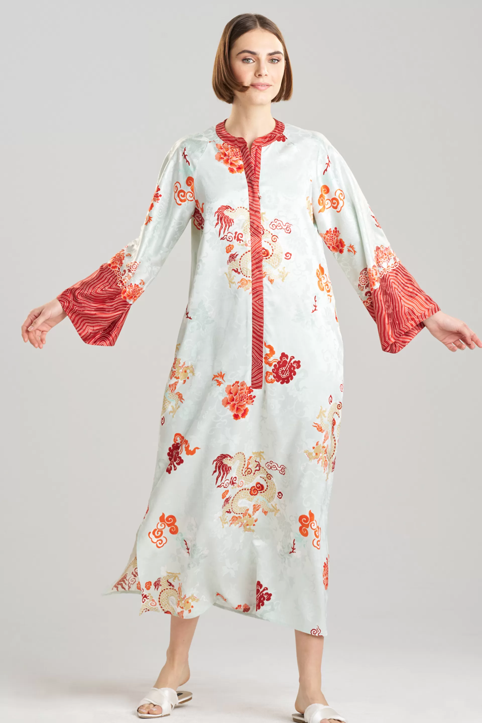 Natori Plus Sizes | Caftans<Imperial Dragon Jacquard Zip Caftan