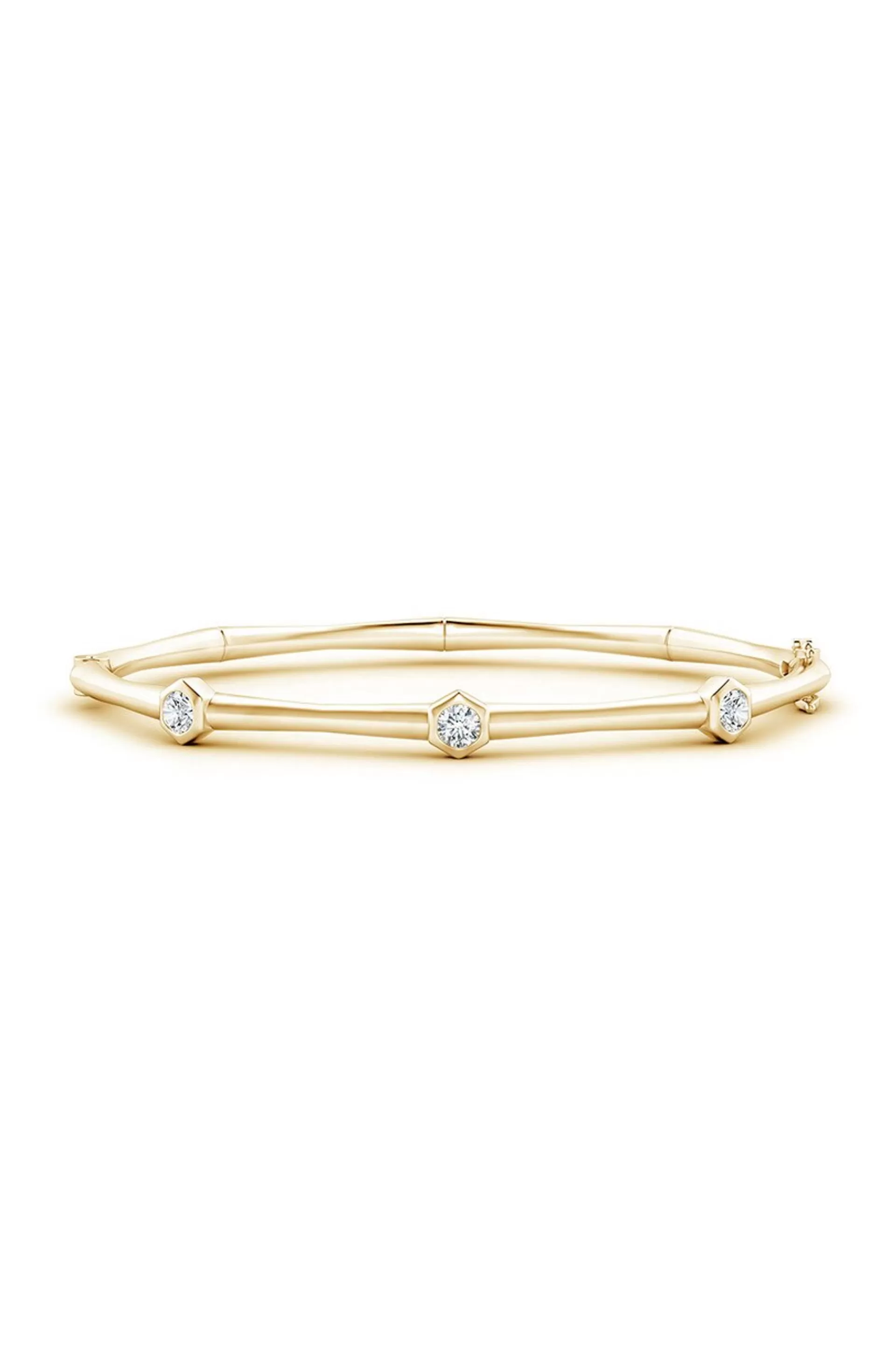 Natori Bracelets | Indochine<Indochine 14k 3-Diamond Bamboo Hinged Bracelet 14K Yellow Gold