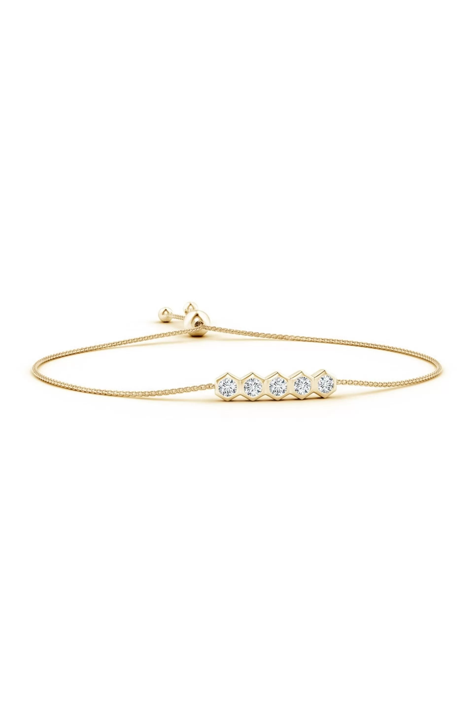 Natori Bracelets | Indochine<Indochine 14k 5-Hexagon Diamond Bar Bolo Bracelet 14K Yellow Gold