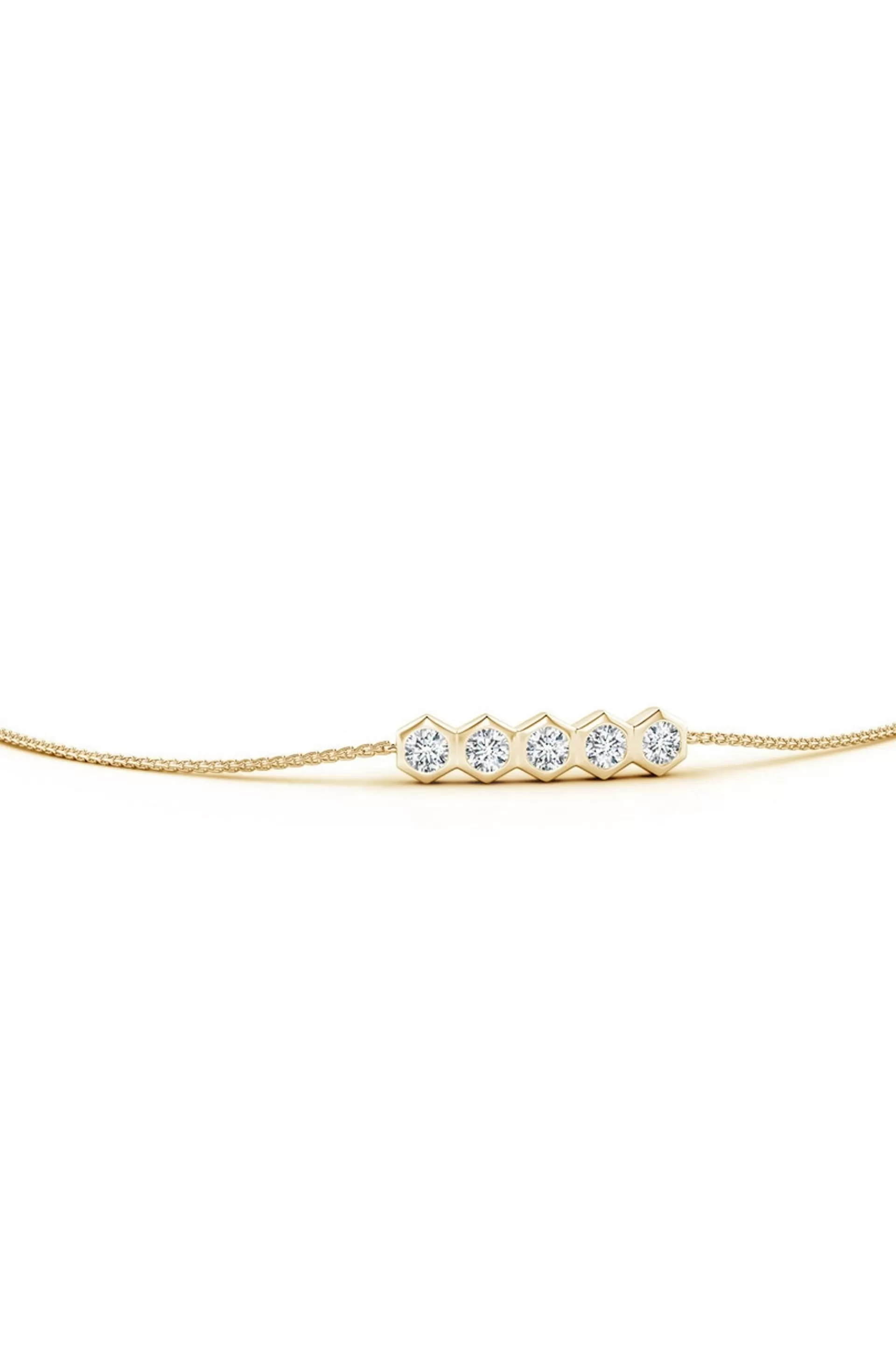 Natori Bracelets | Indochine<Indochine 14k 5-Hexagon Diamond Bar Bolo Bracelet 14K Yellow Gold