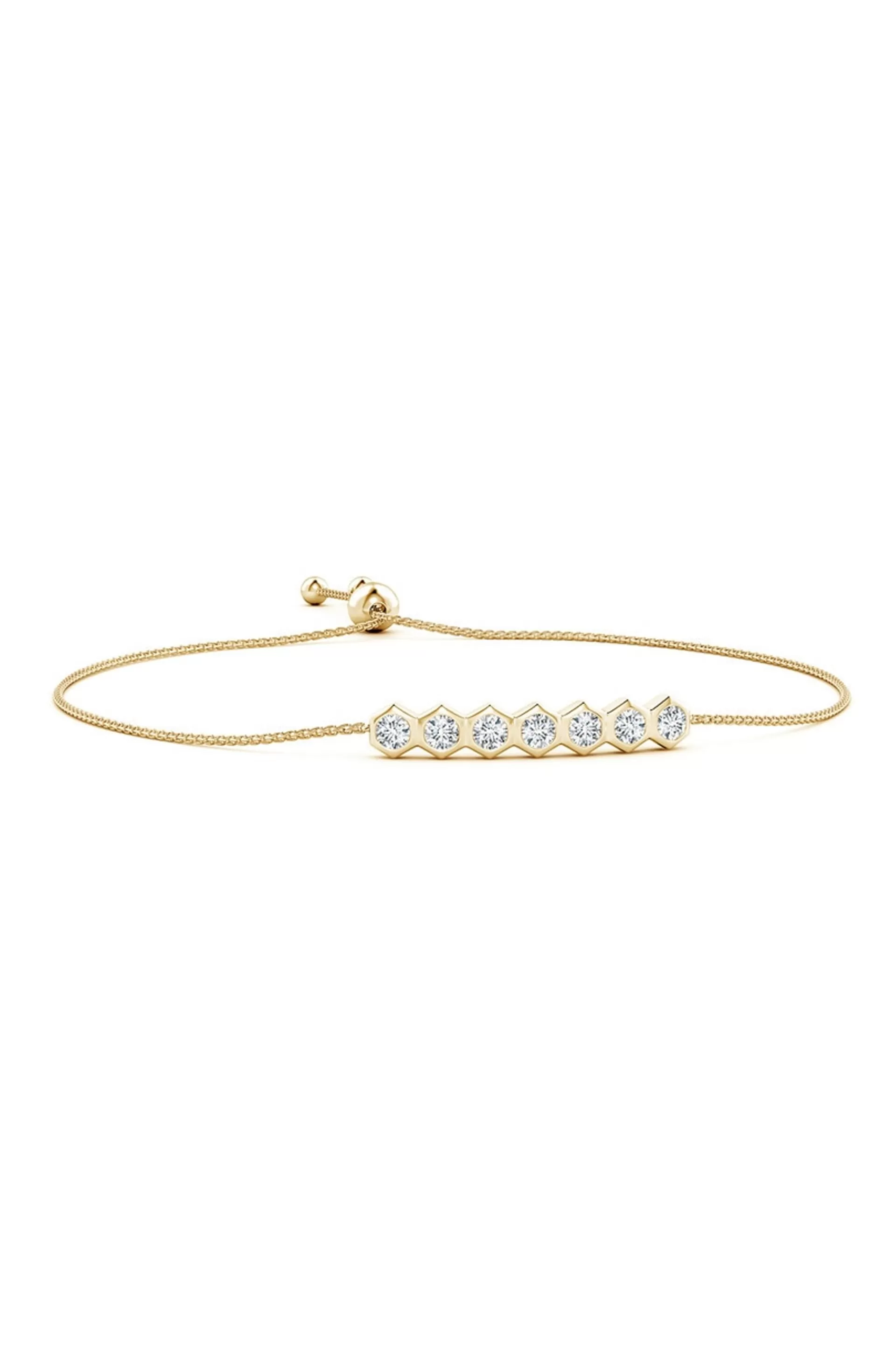 Natori Bracelets | Indochine<Indochine 14k 7-Hexagon Diamond Bar Bolo Bracelet 14K Yellow Gold