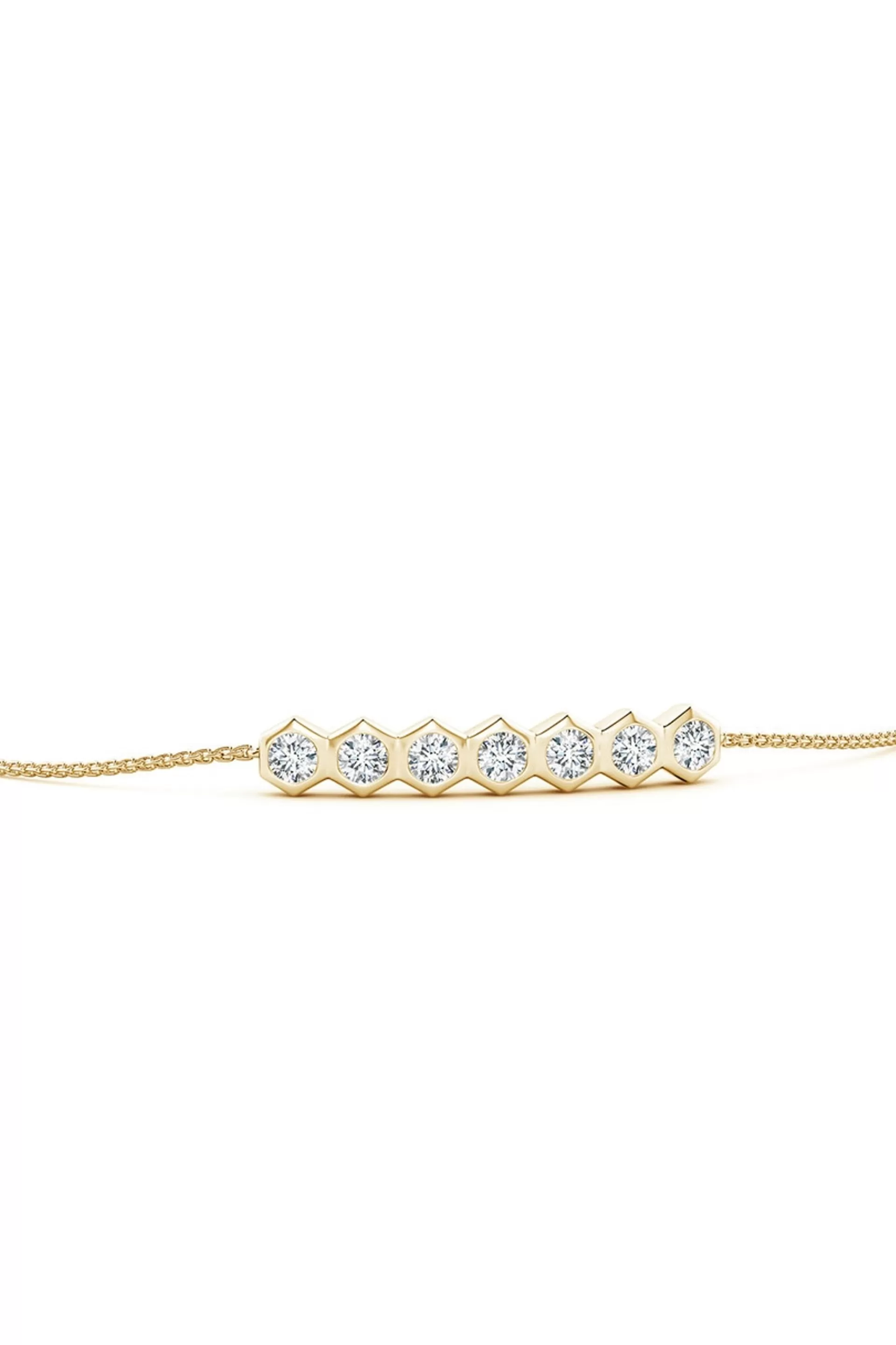 Natori Bracelets | Indochine<Indochine 14k 7-Hexagon Diamond Bar Bolo Bracelet 14K Yellow Gold