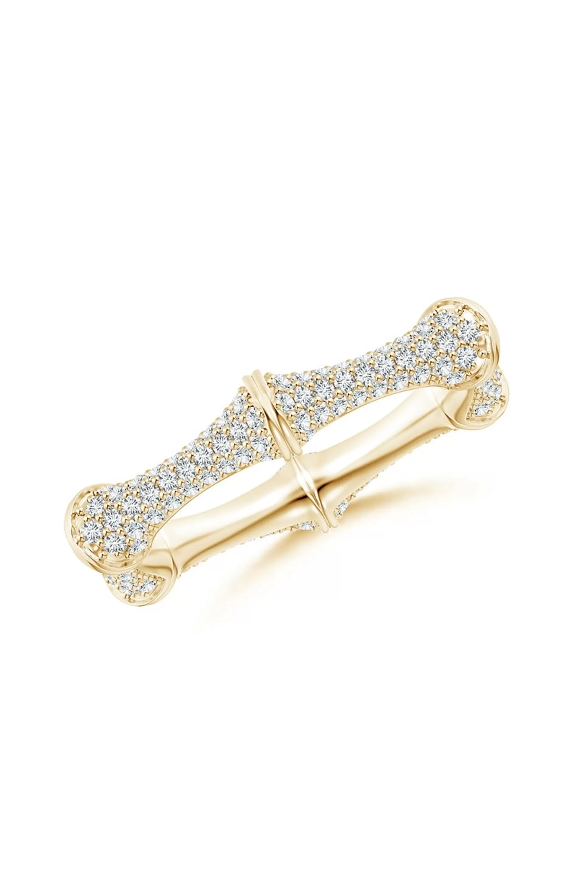 Natori Rings | Indochine<Indochine 14k Diamond Pave Bamboo Eternity Ring 14K Yellow Gold