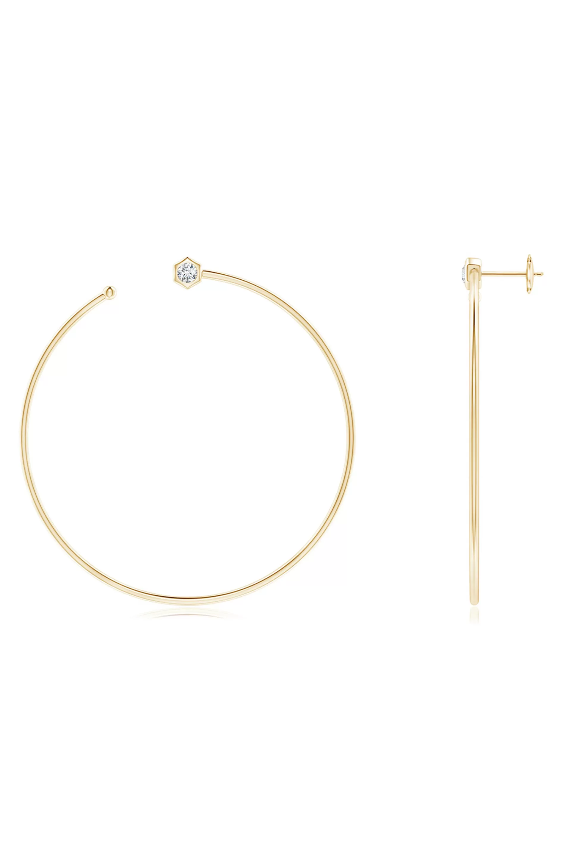 Natori Earrings | Indochine<Indochine 14k Giant Diamond Side-Facing Open Hoop Earrings 14K Yellow Gold