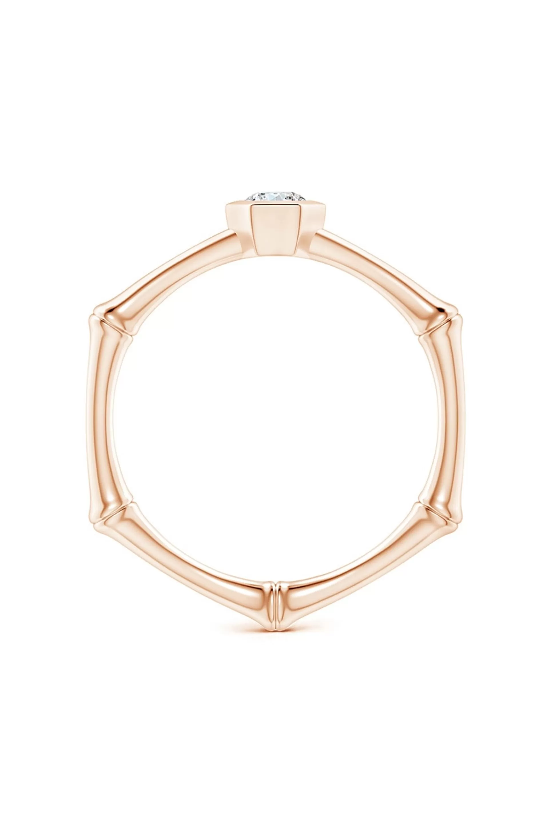 Natori Rings | Indochine<Indochine 14k Hex Frame Diamond Solitaire Bamboo Ring