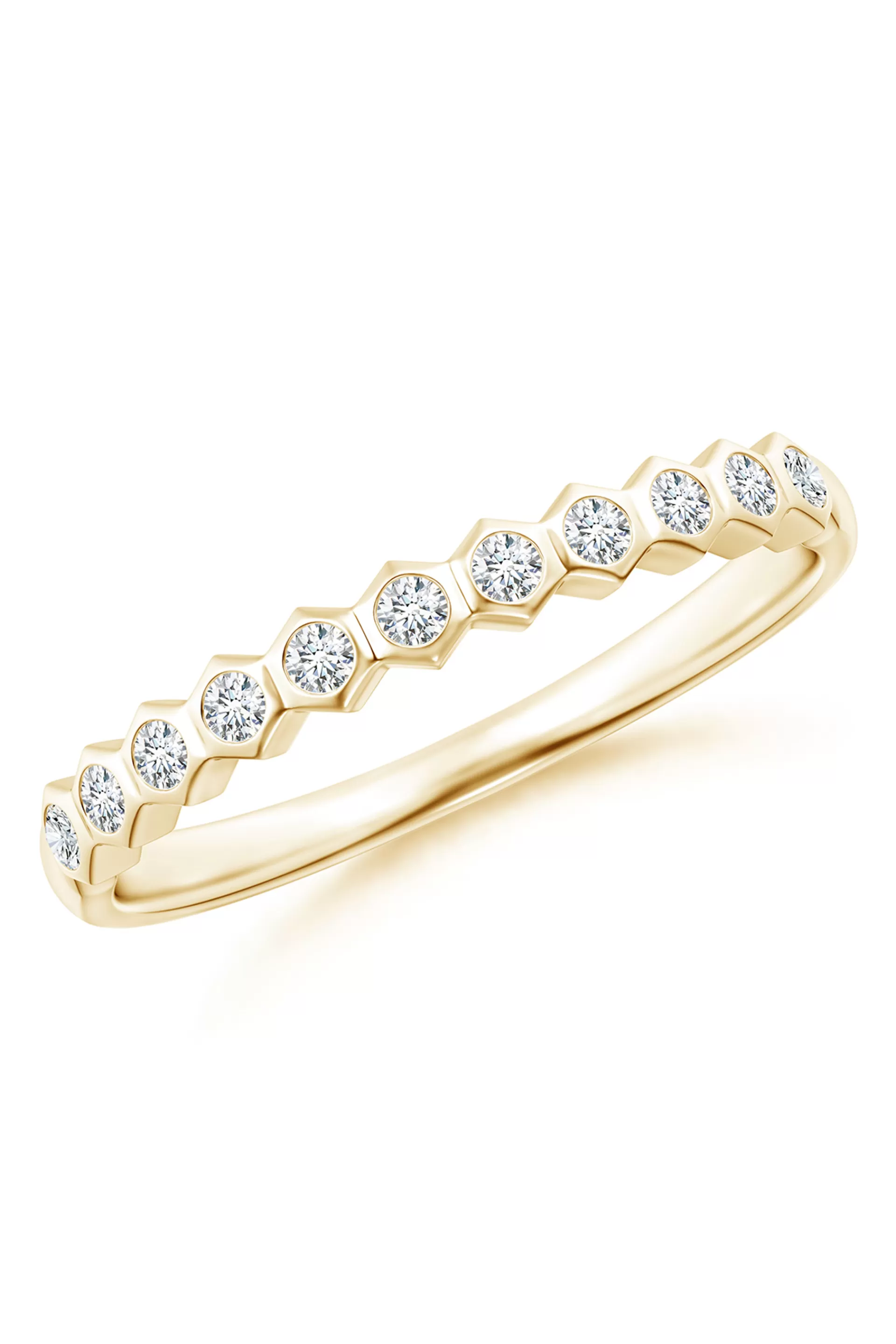 Natori Rings | Indochine<Indochine 14k Hexagon 11-Diamond Stacking Ring 14K Yellow Gold