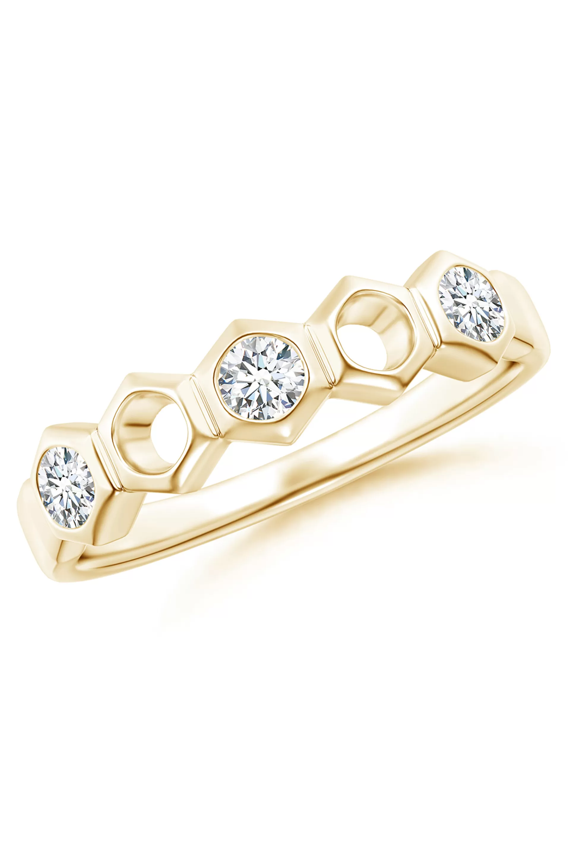 Natori Rings | Indochine<Indochine 14k Hexagon Alternating 3-Diamond Ring 14K Yellow Gold