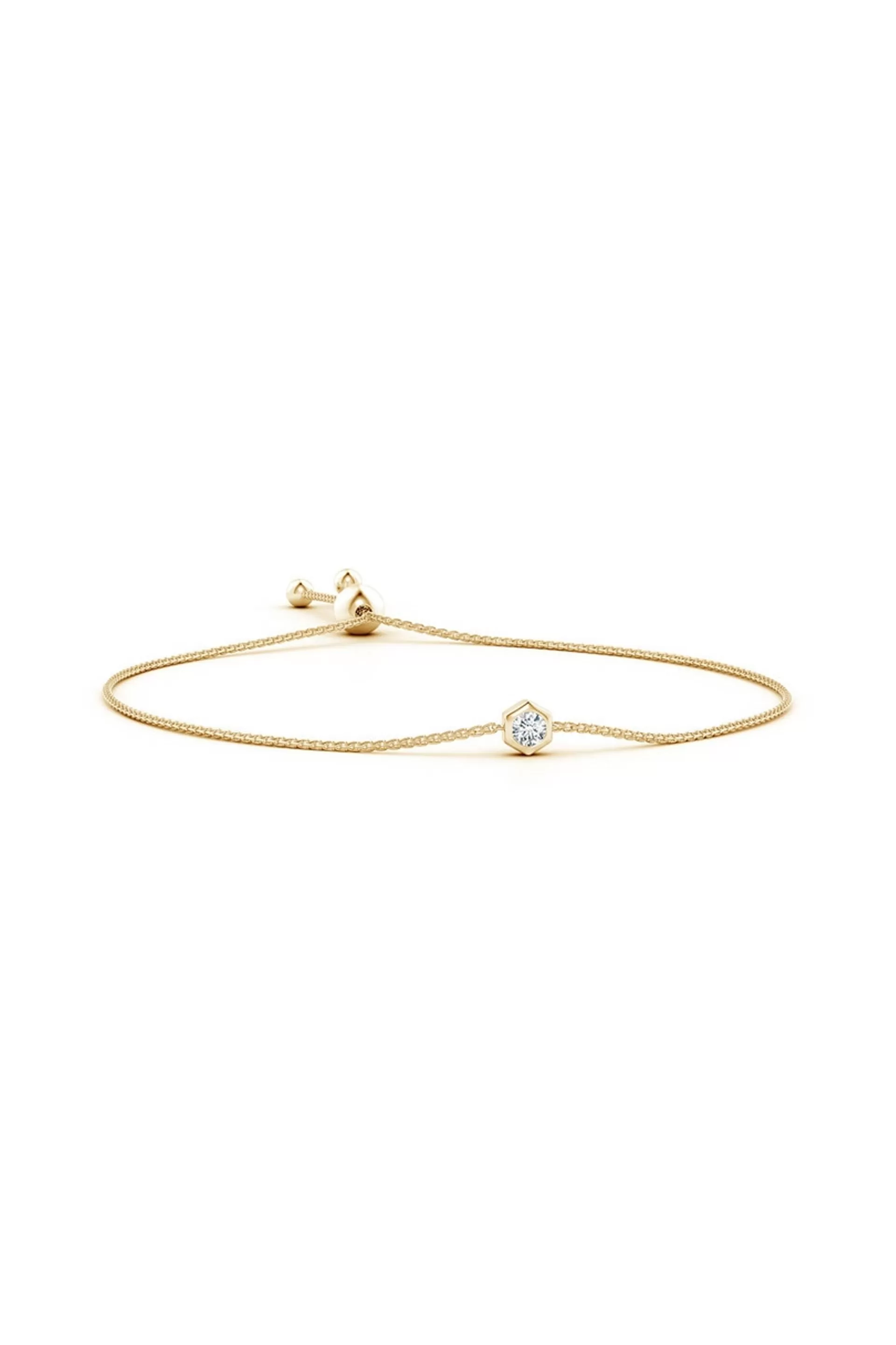 Natori Bracelets | Indochine<Indochine 14k Hexagon Frame Diamond Solitaire Bolo Bracelet 14K Yellow Gold