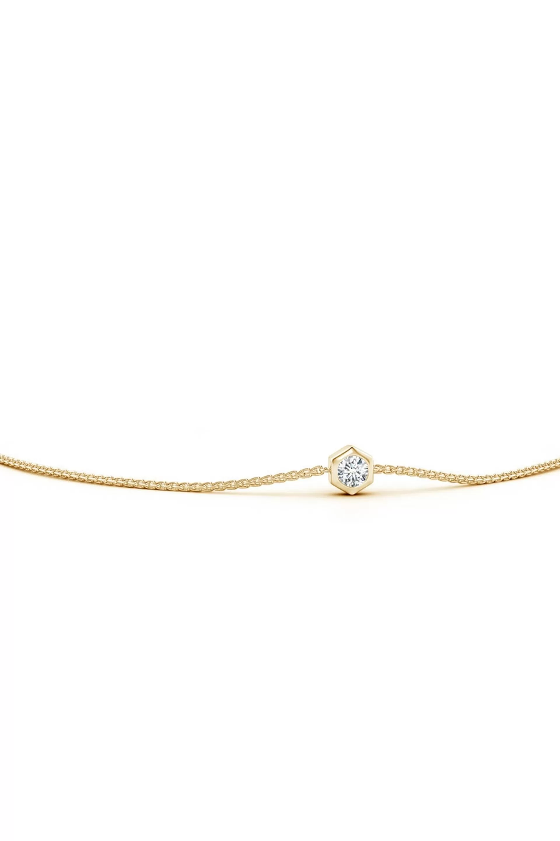 Natori Bracelets | Indochine<Indochine 14k Hexagon Frame Diamond Solitaire Bolo Bracelet 14K Yellow Gold