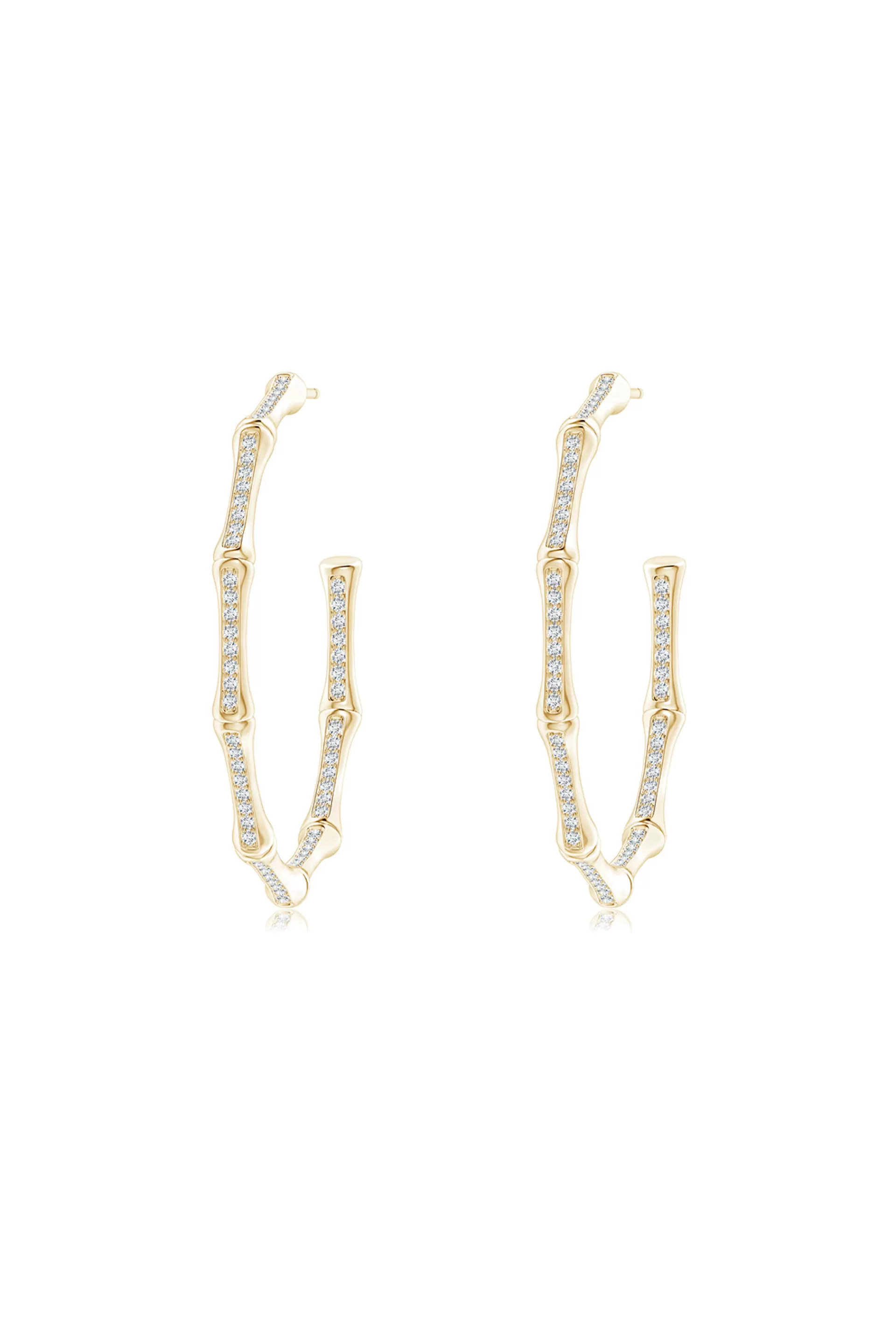 Natori Earrings | Indochine<Indochine 14k Medium Pave Diamond Hoop Earrings 14K Yellow Gold