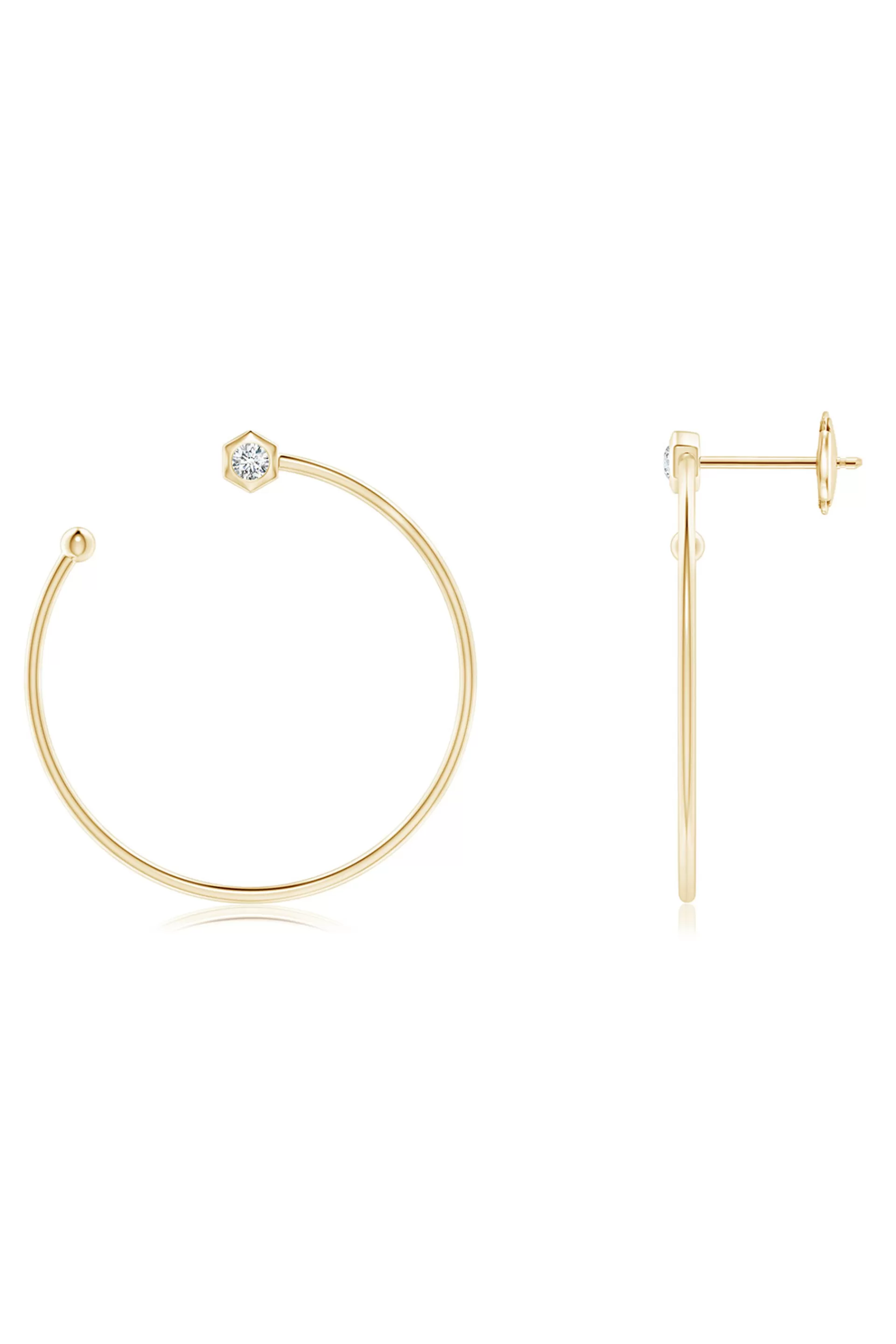 Natori Earrings | Indochine<Indochine 14k Small Diamond Side-Facing Open Hoop Earrings 14K Yellow Gold