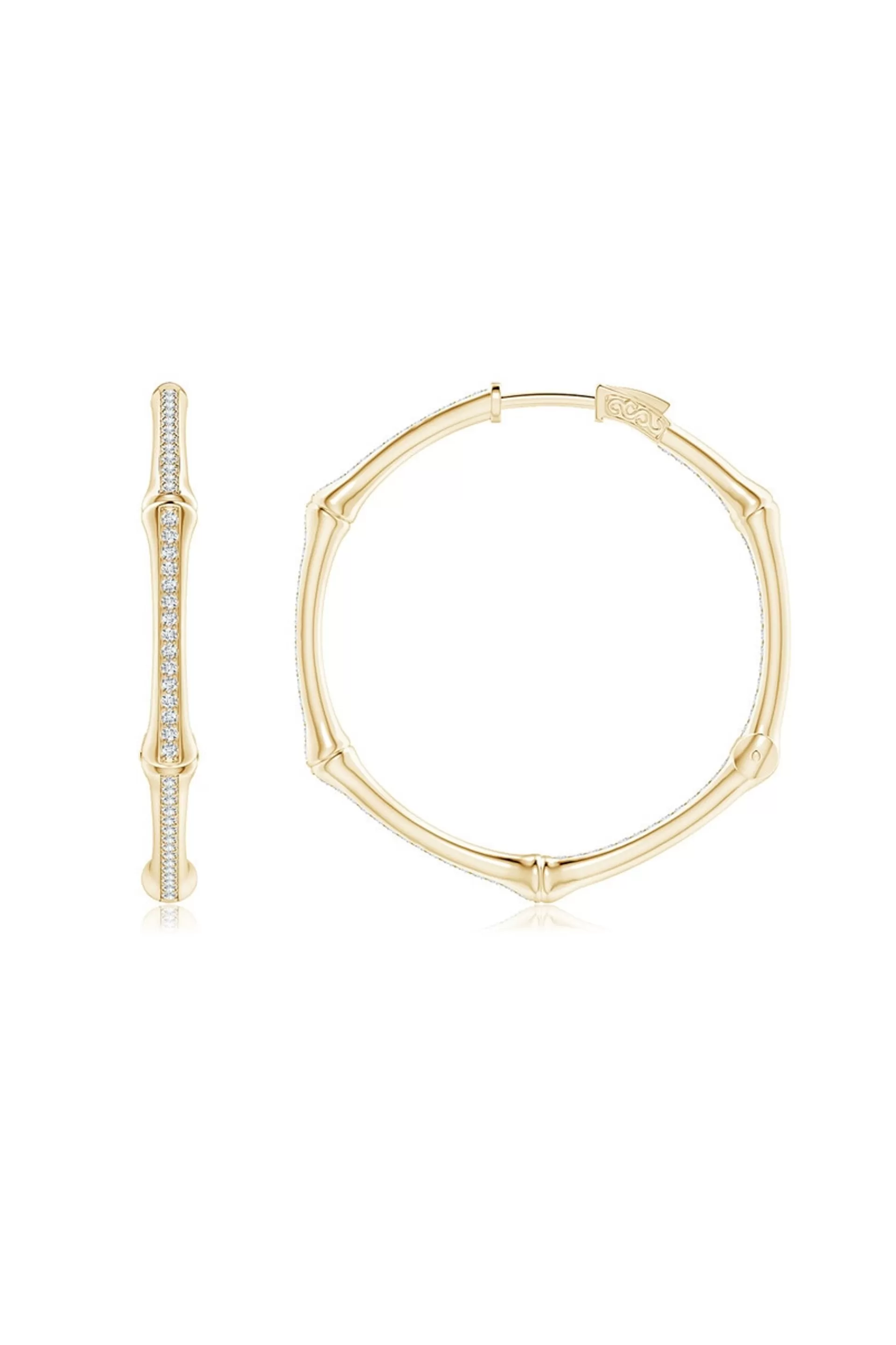 Natori Earrings | Indochine<Indochine 14k Small Pave Diamond Full Circle Hoops 14K Yellow Gold