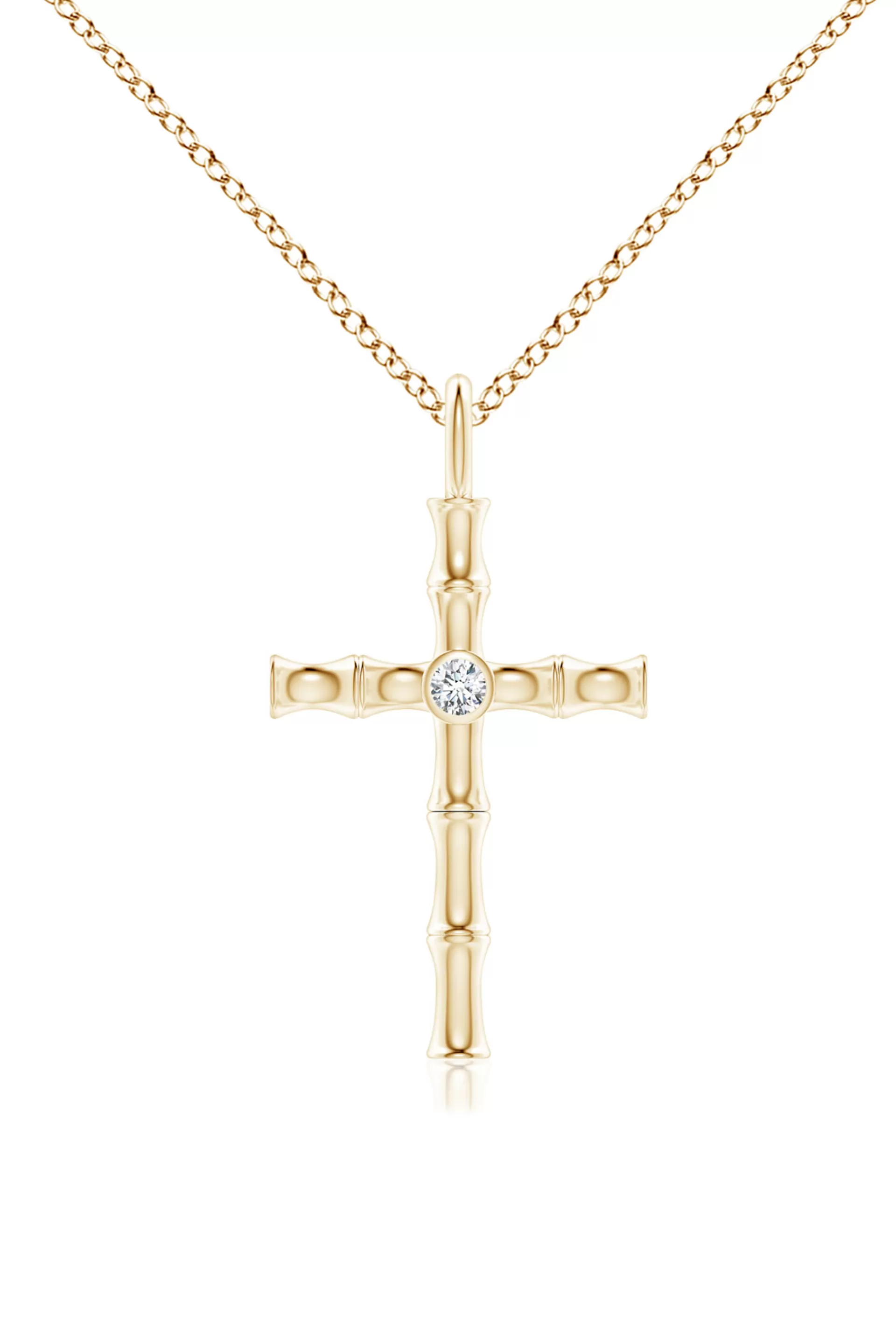 Natori Necklaces | Indochine<Indochine Spirit 14k Bamboo Cross Diamond Pendant Necklace 14K Yellow Gold