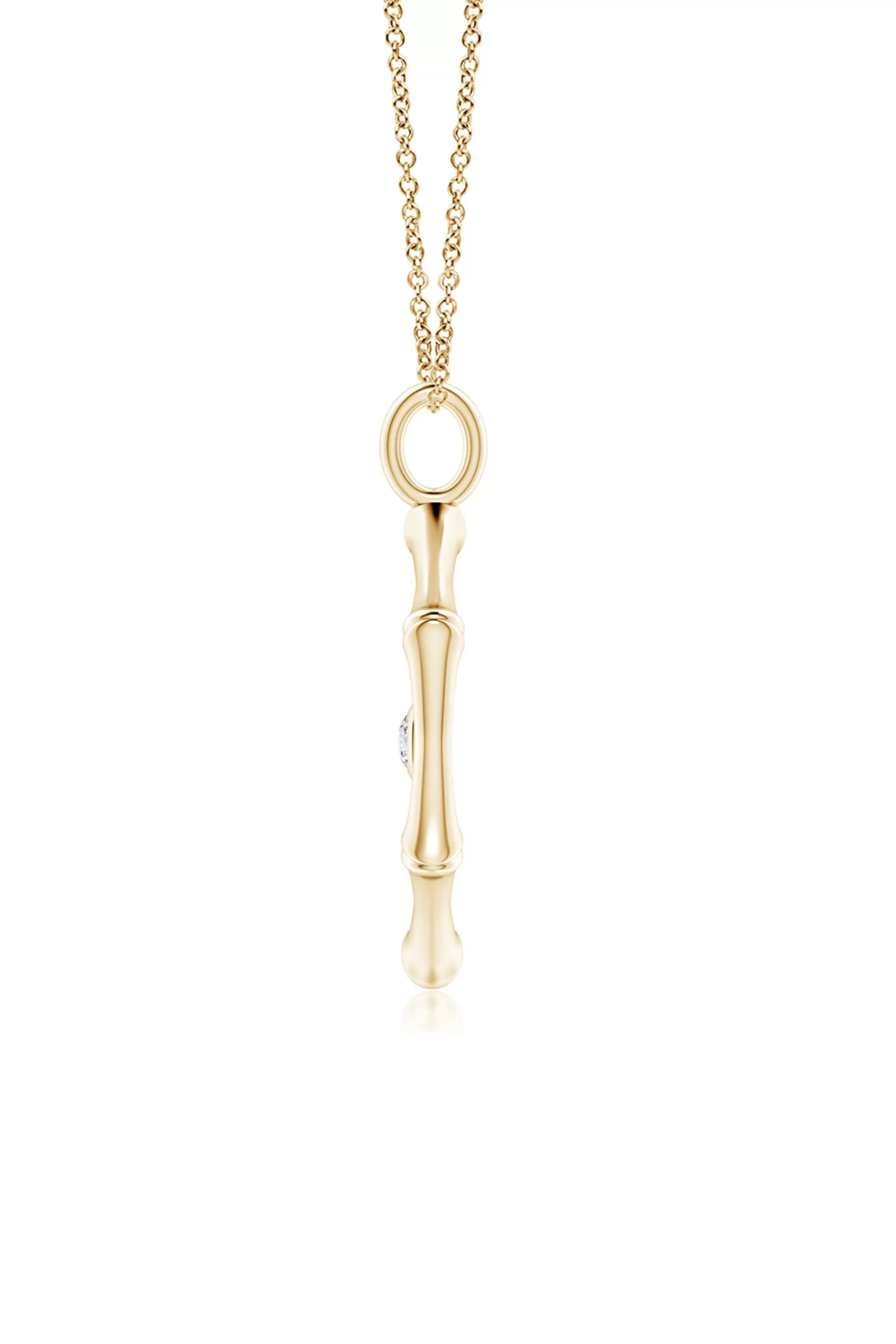 Natori Necklaces<Indochine Spirit 14k Evil Eye Bamboo Hexagon Frame Diamond Necklace 14K Yellow Gold
