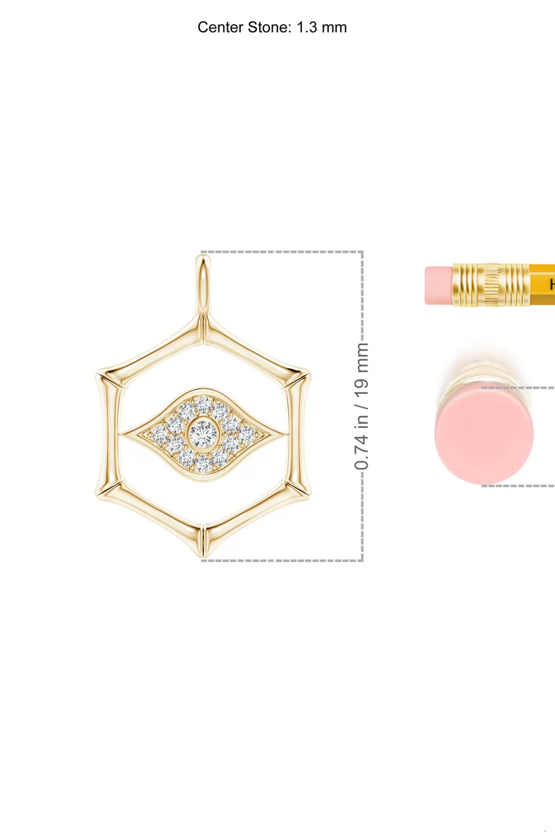 Natori Necklaces<Indochine Spirit 14k Evil Eye Bamboo Hexagon Frame Diamond Necklace 14K Yellow Gold