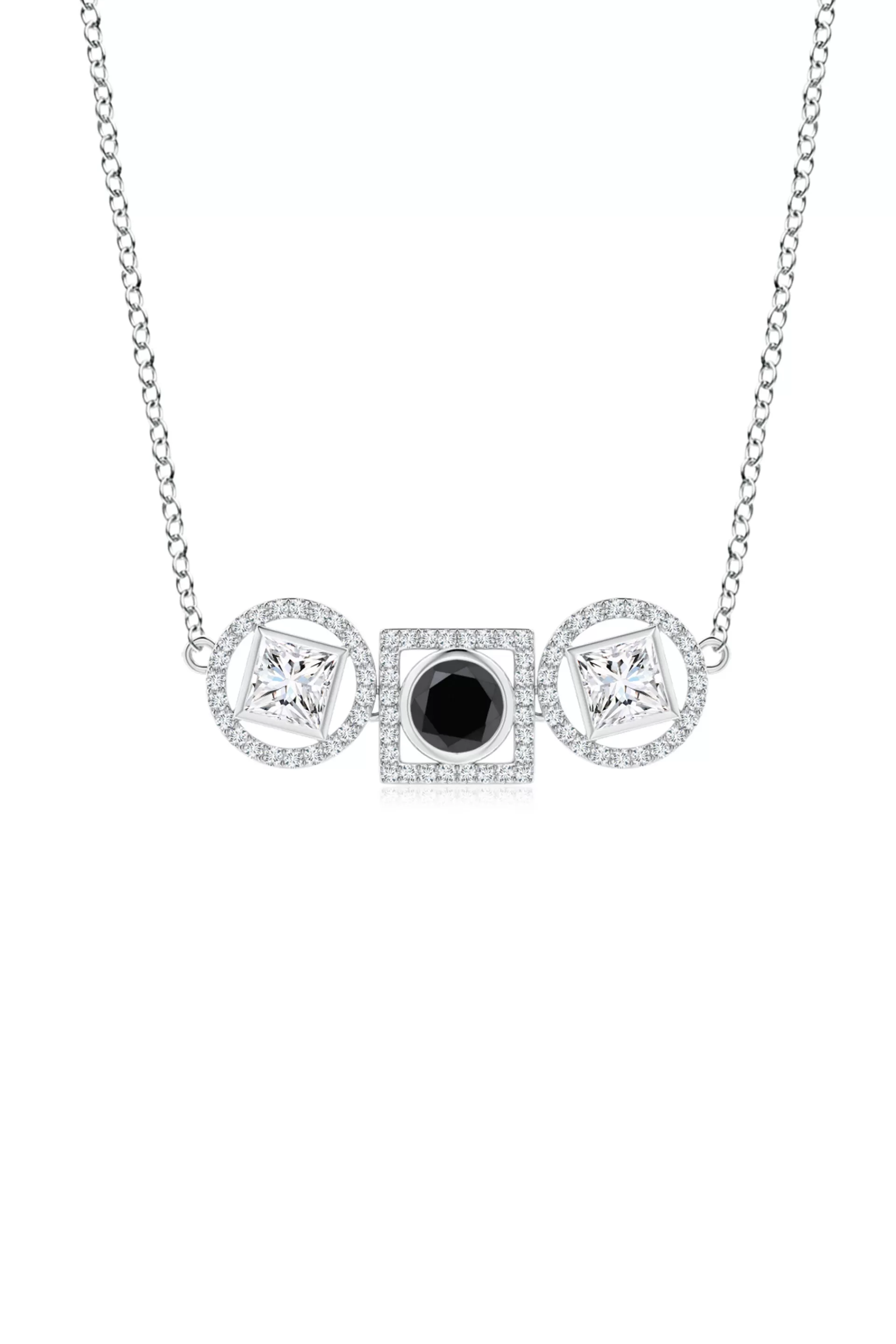 Natori Necklaces | Infinity<Infinity 14K Gold With Black & White Diamond Three Stone Halo Necklace