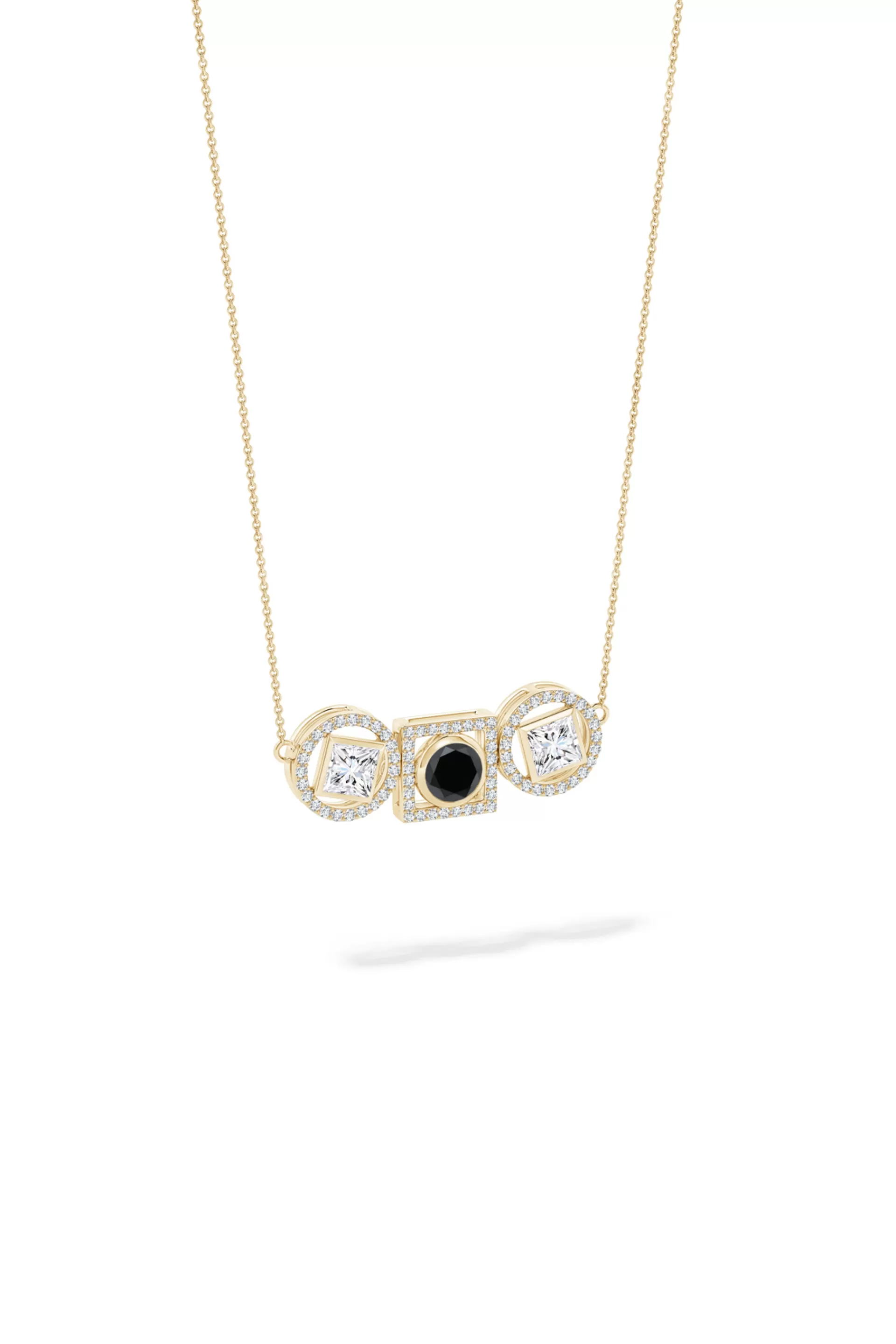 Natori Necklaces | Infinity<Infinity 14K Gold With Black & White Diamond Three Stone Halo Necklace