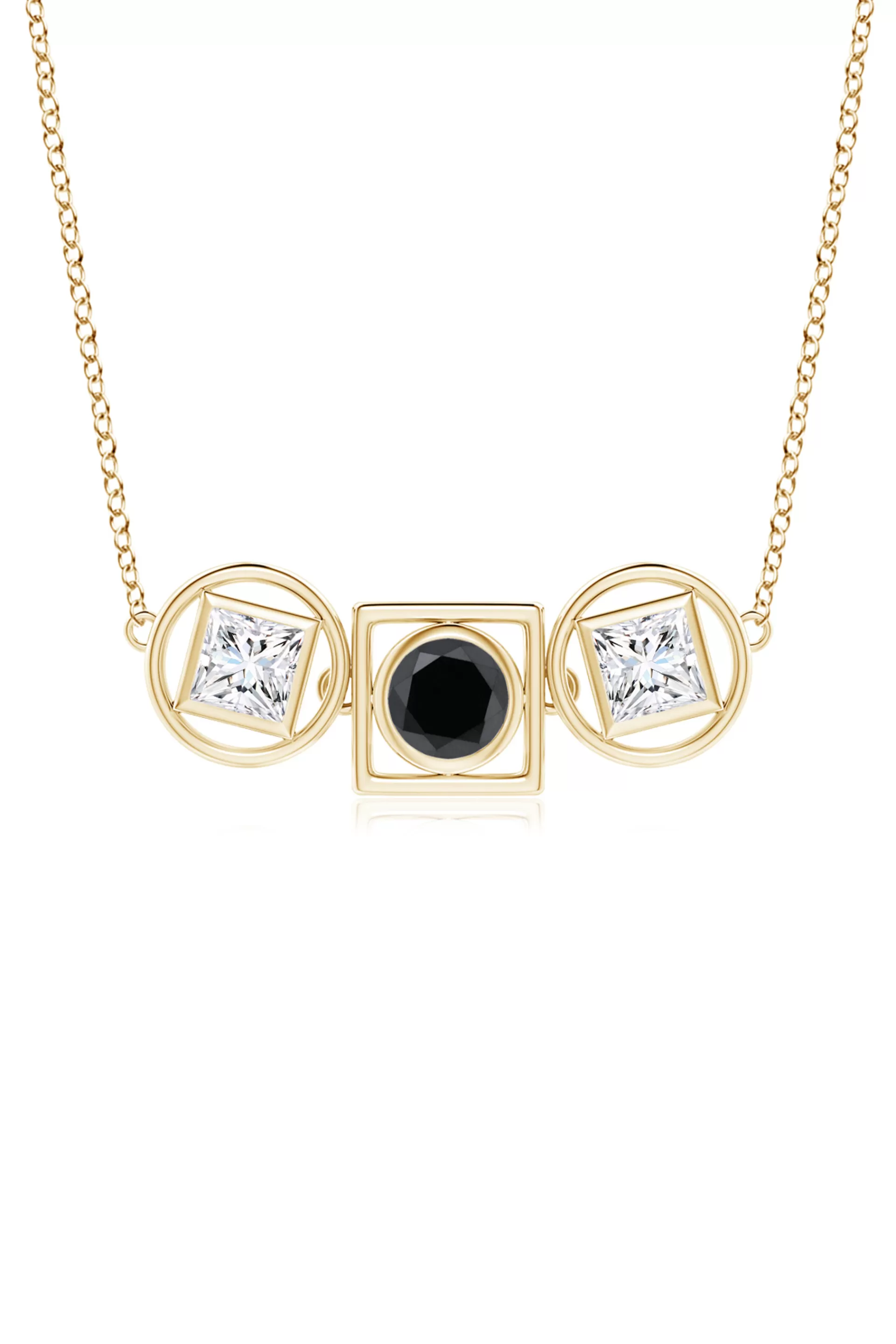 Natori Necklaces | Infinity<Infinity 14K Gold With Black & White Diamond Three Stone Necklace