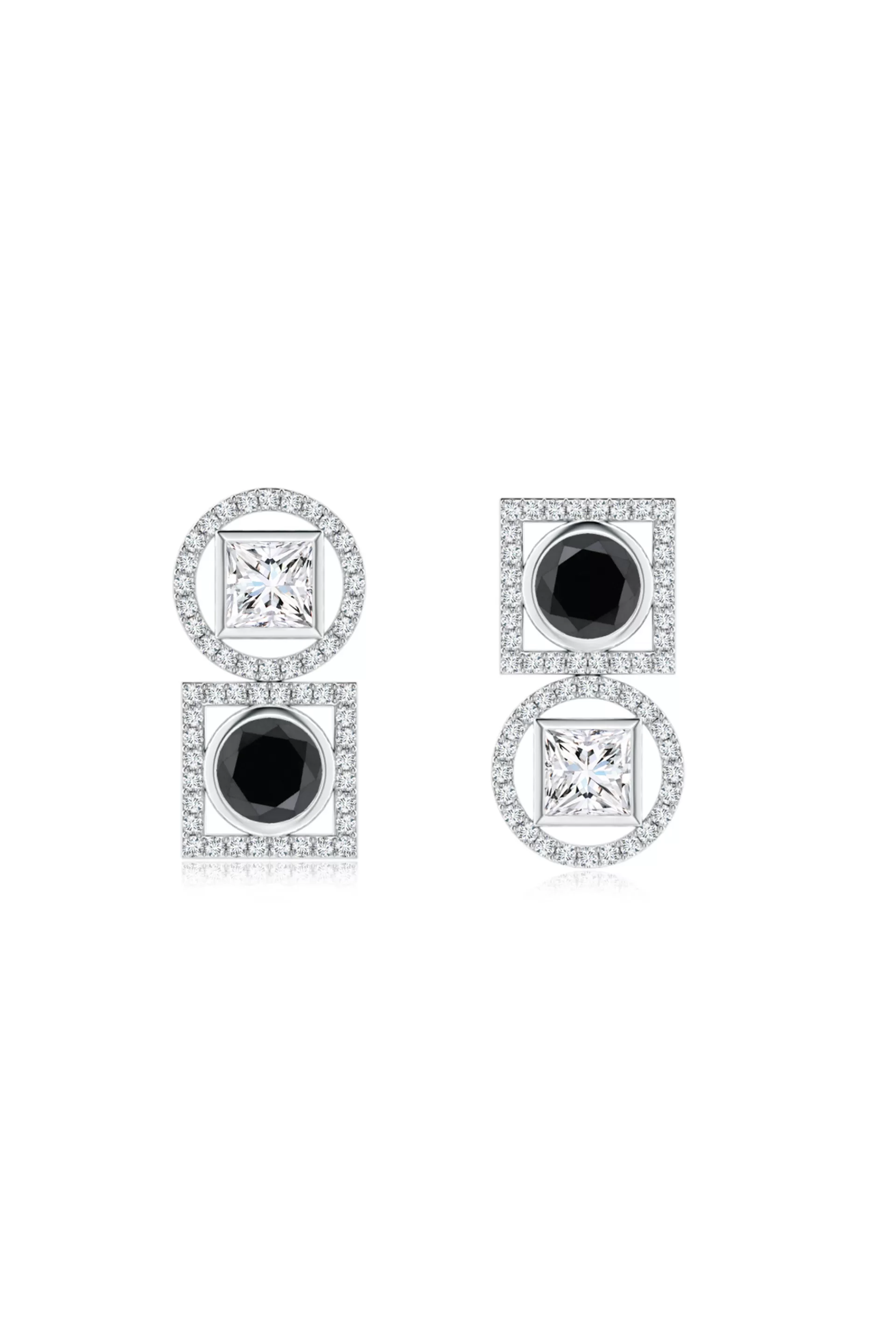 Natori Earrings | Infinity<Infinity 14K Gold With Black & White Diamond Two Stone Earrings