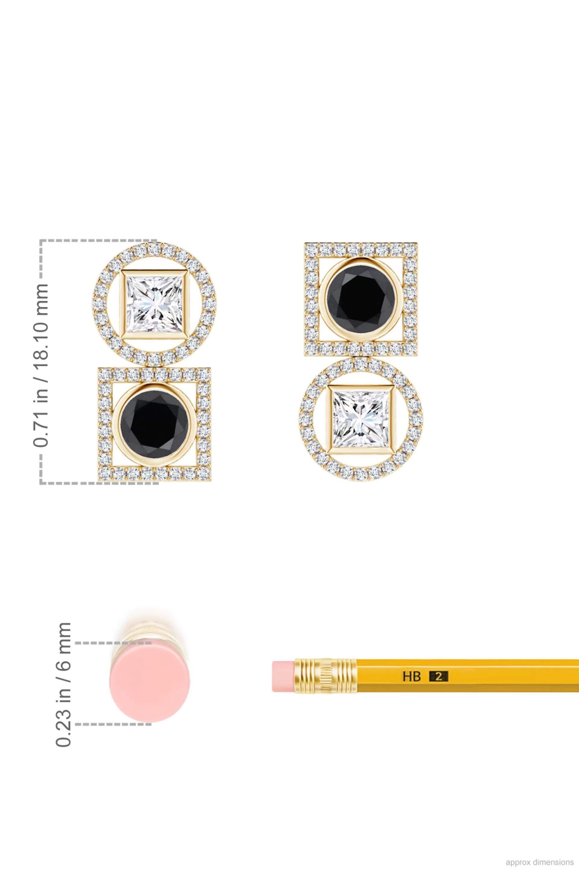Natori Earrings | Infinity<Infinity 14K Gold With Black & White Diamond Two Stone Earrings