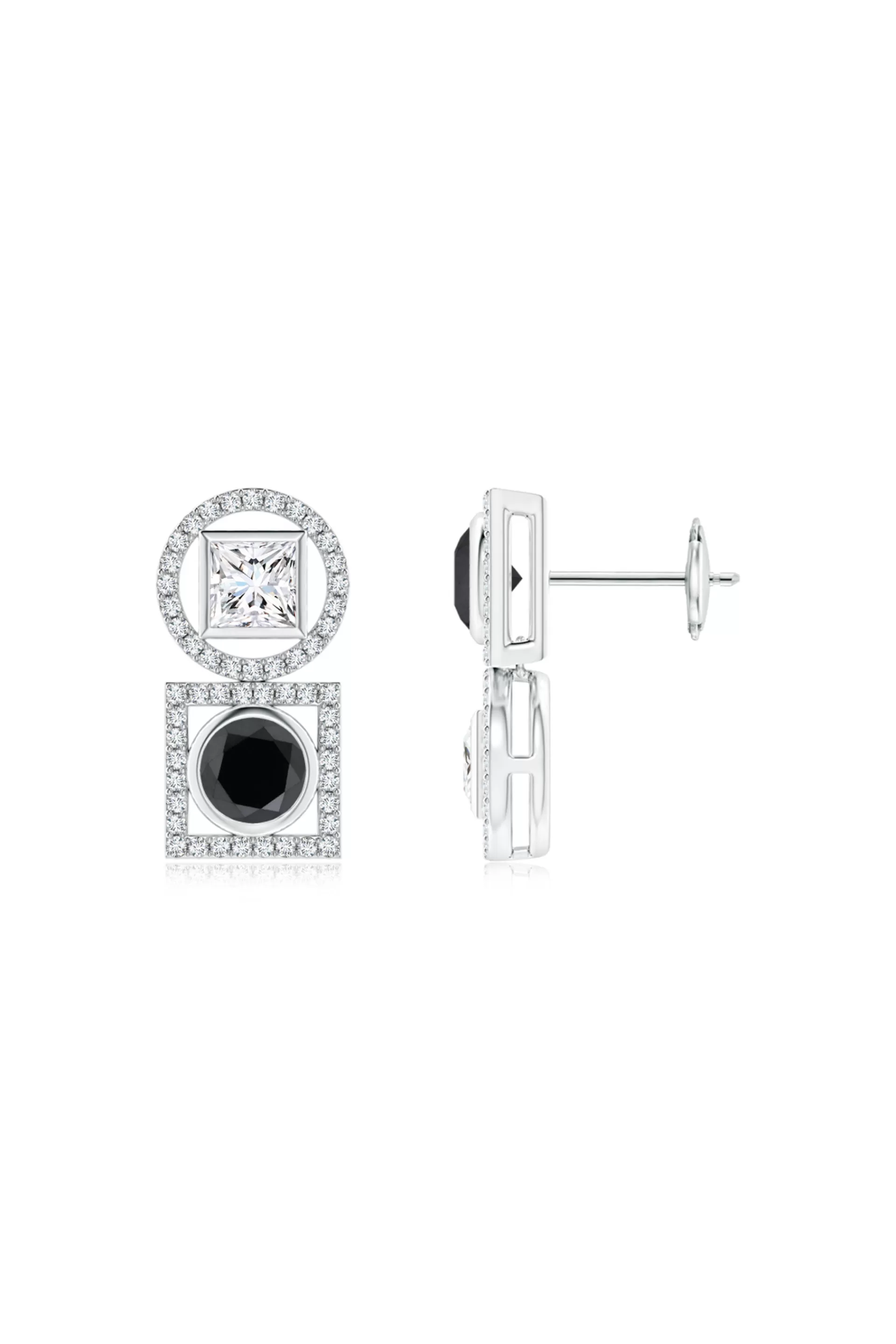 Natori Earrings | Infinity<Infinity 14K Gold With Black & White Diamond Two Stone Earrings