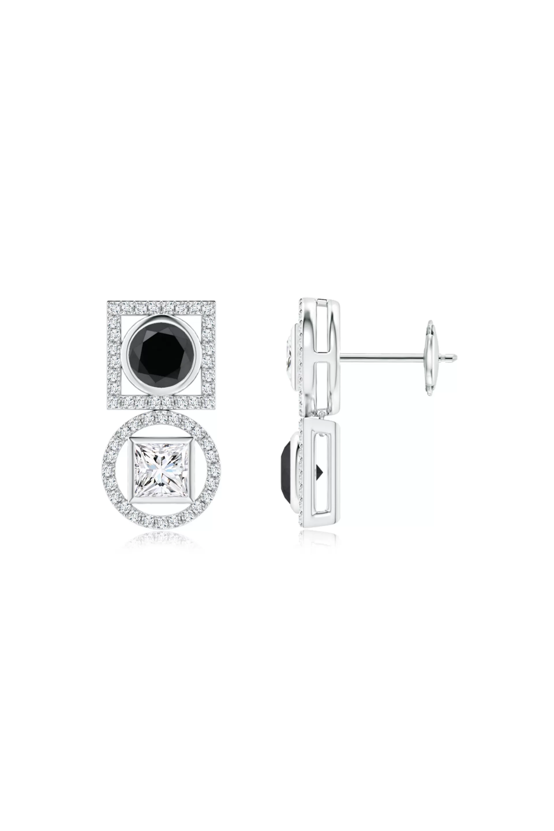 Natori Earrings | Infinity<Infinity 14K Gold With Black & White Diamond Two Stone Earrings