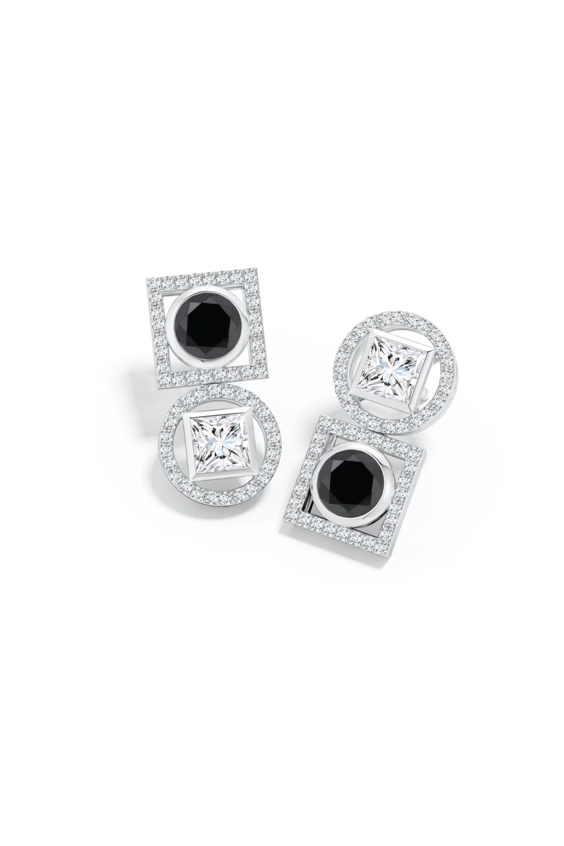 Natori Earrings | Infinity<Infinity 14K Gold With Black & White Diamond Two Stone Earrings
