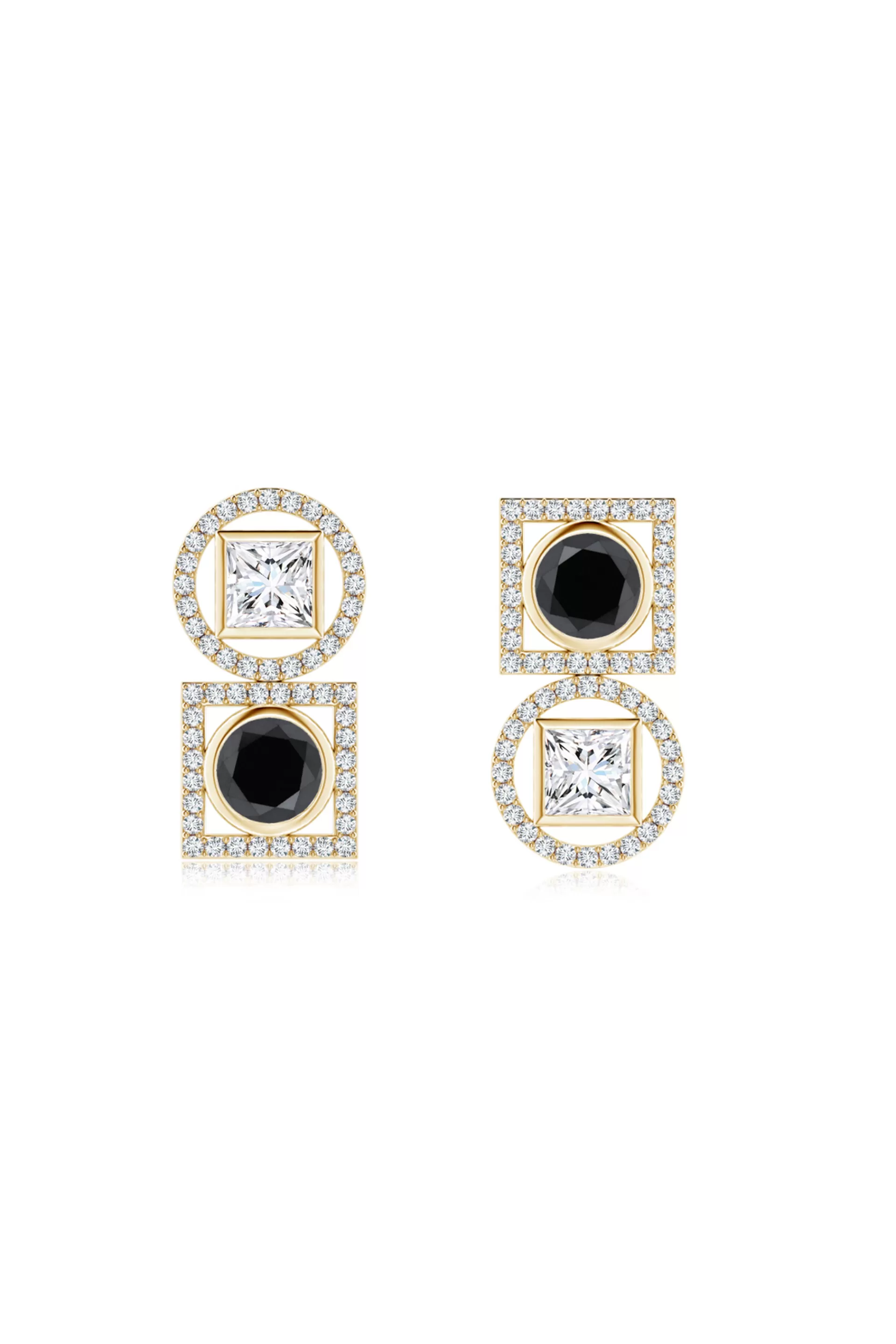 Natori Earrings | Infinity<Infinity 14K Gold With Black & White Diamond Two Stone Earrings