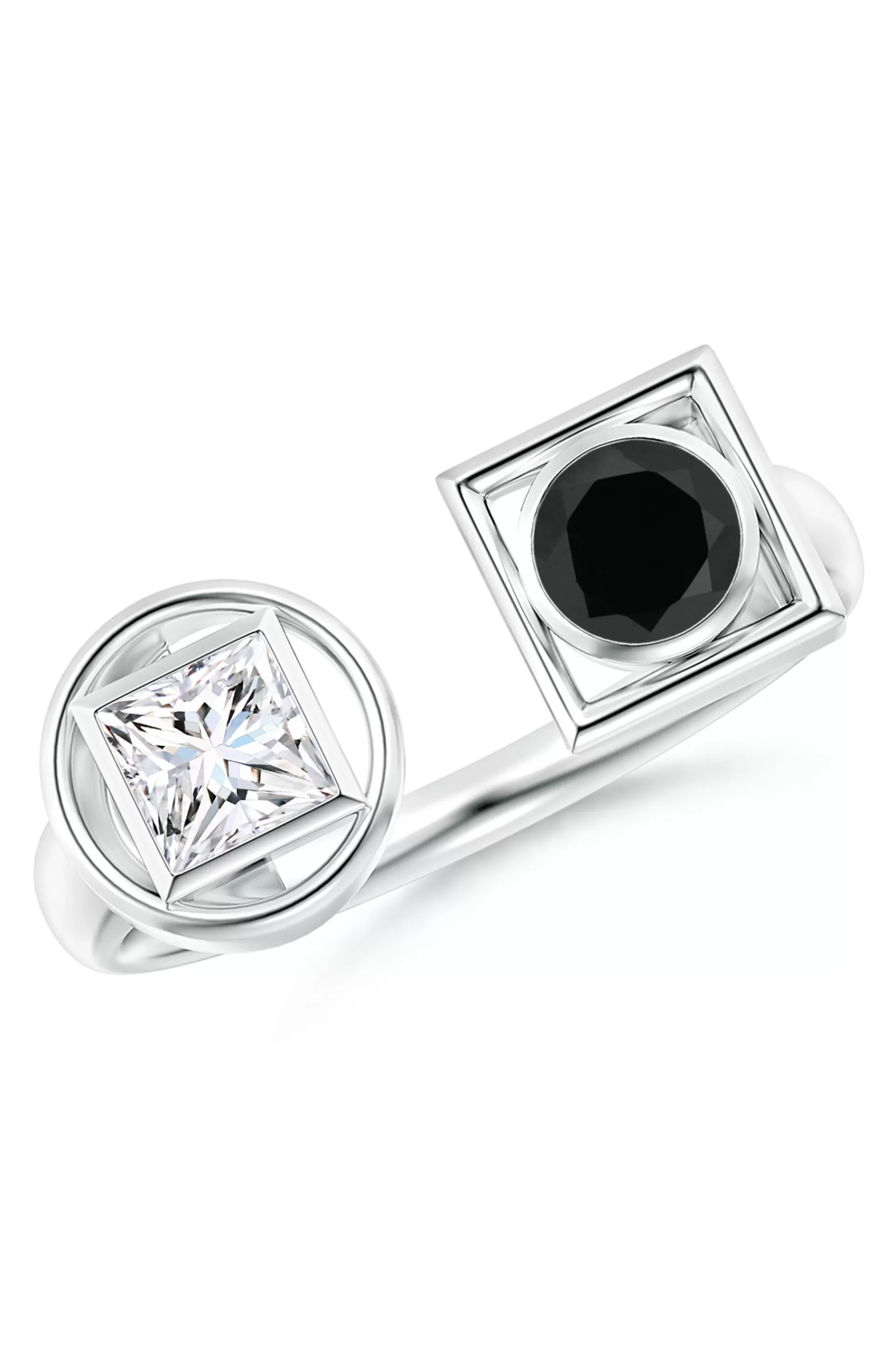 Natori Rings | Infinity<Infinity 14K Gold With Black & White Diamond Two Stone Open Ring