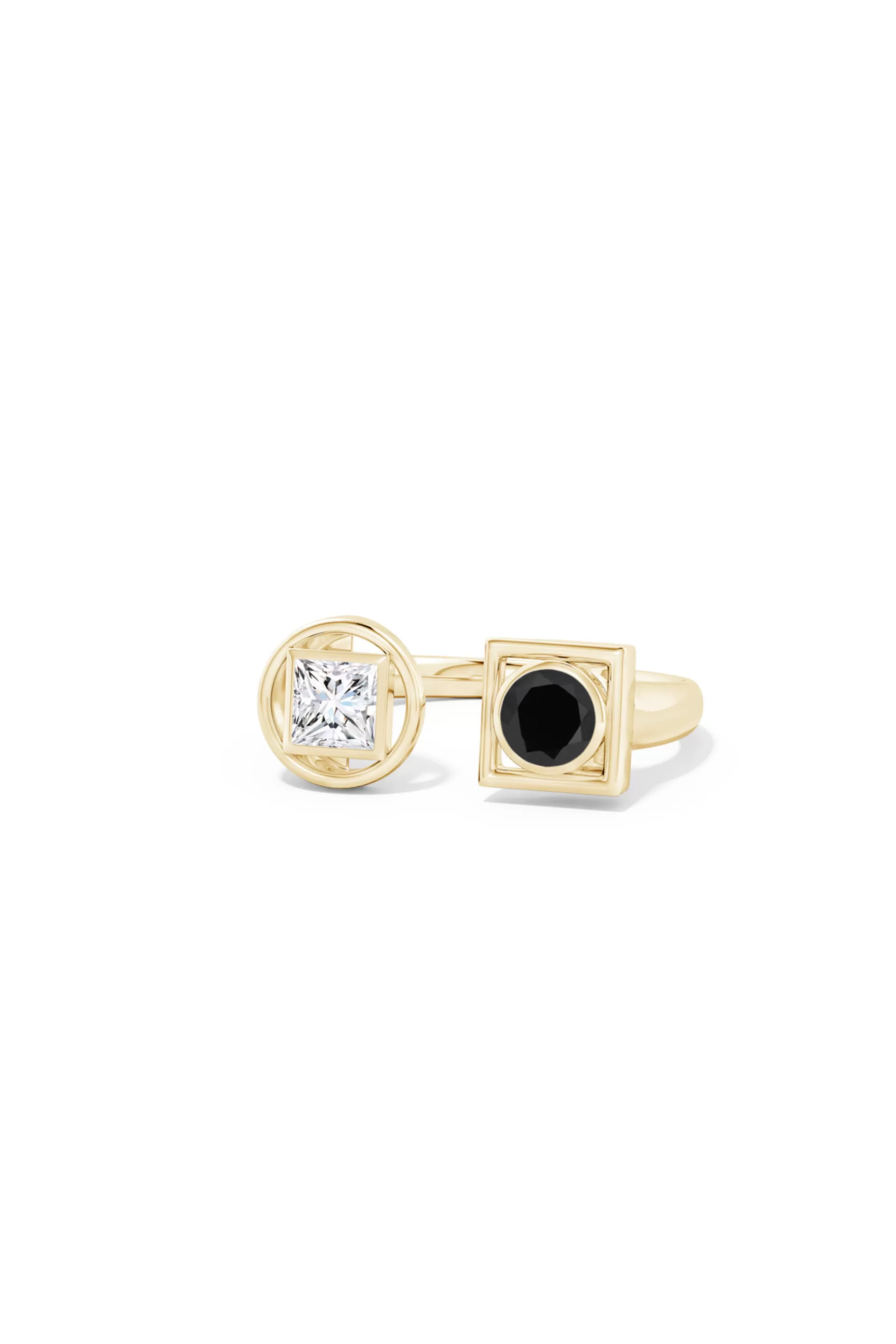 Natori Rings | Infinity<Infinity 14K Gold With Black & White Diamond Two Stone Open Ring