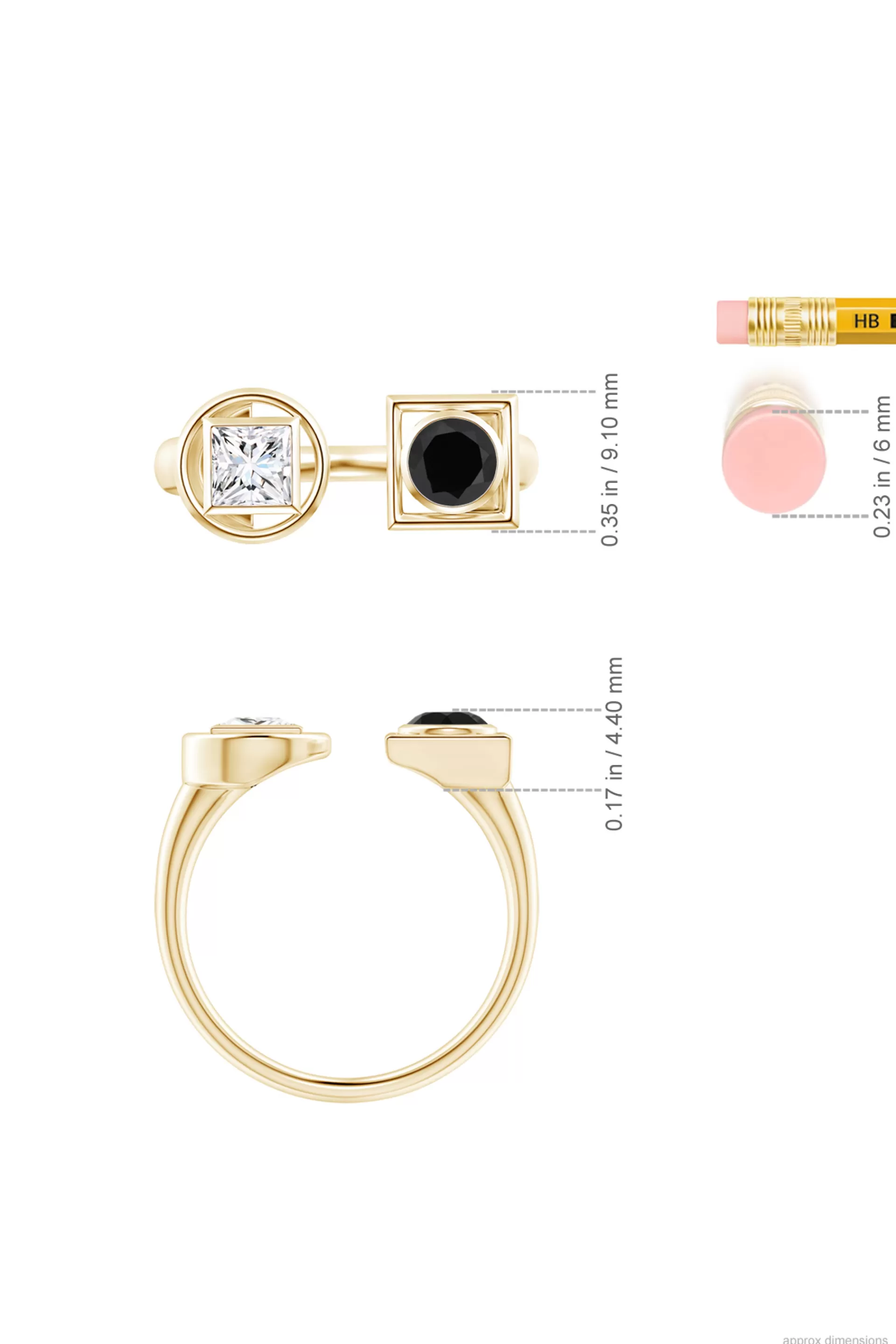 Natori Rings | Infinity<Infinity 14K Gold With Black & White Diamond Two Stone Open Ring