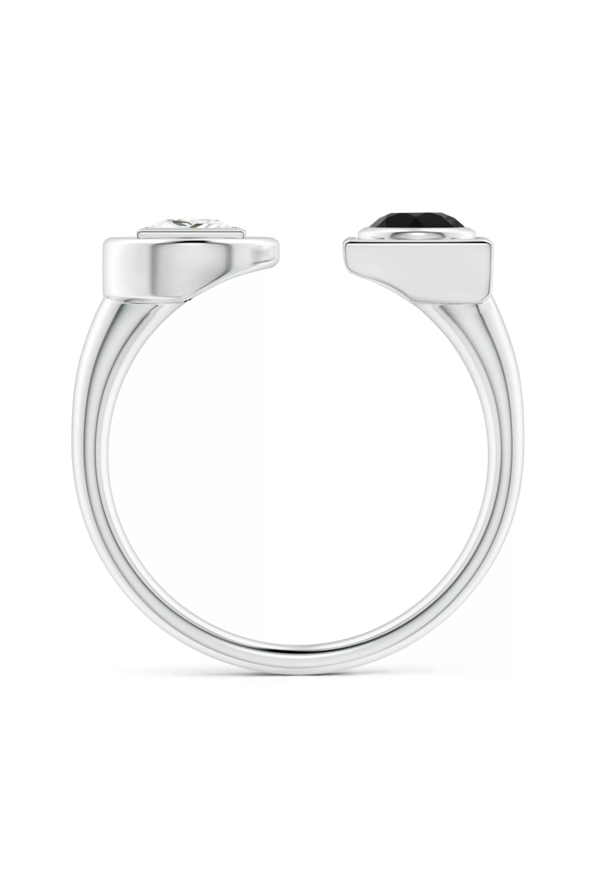 Natori Rings | Infinity<Infinity 14K Gold With Black & White Diamond Two Stone Open Ring
