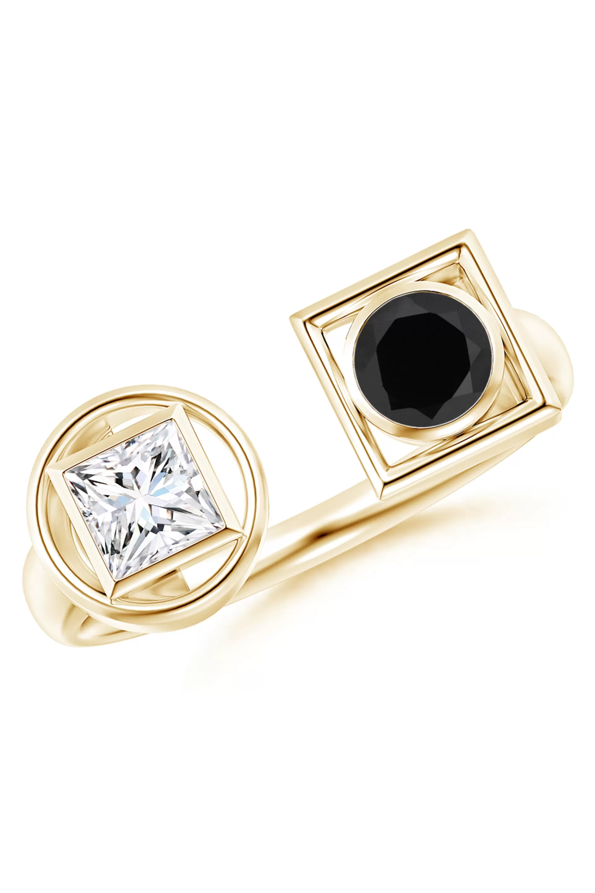 Natori Rings | Infinity<Infinity 14K Gold With Black & White Diamond Two Stone Open Ring