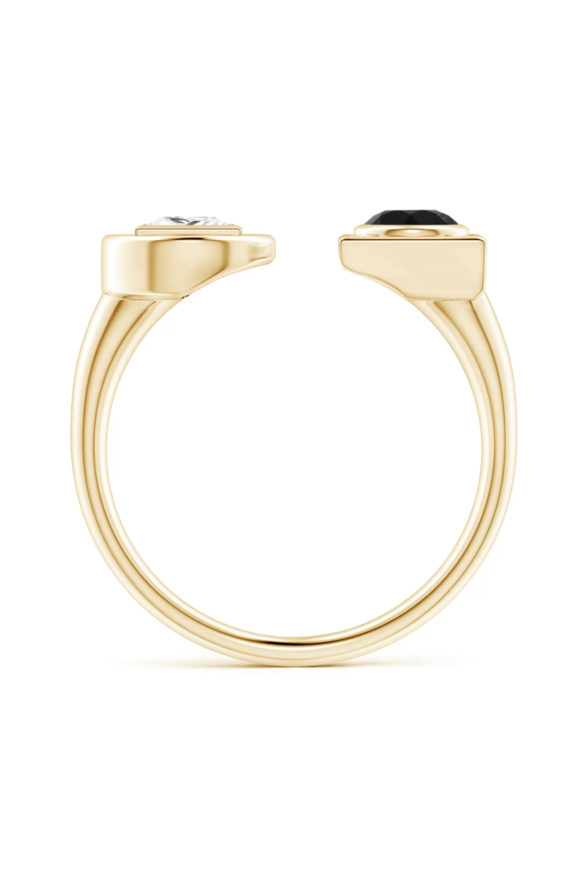Natori Rings | Infinity<Infinity 14K Gold With Black & White Diamond Two Stone Open Ring