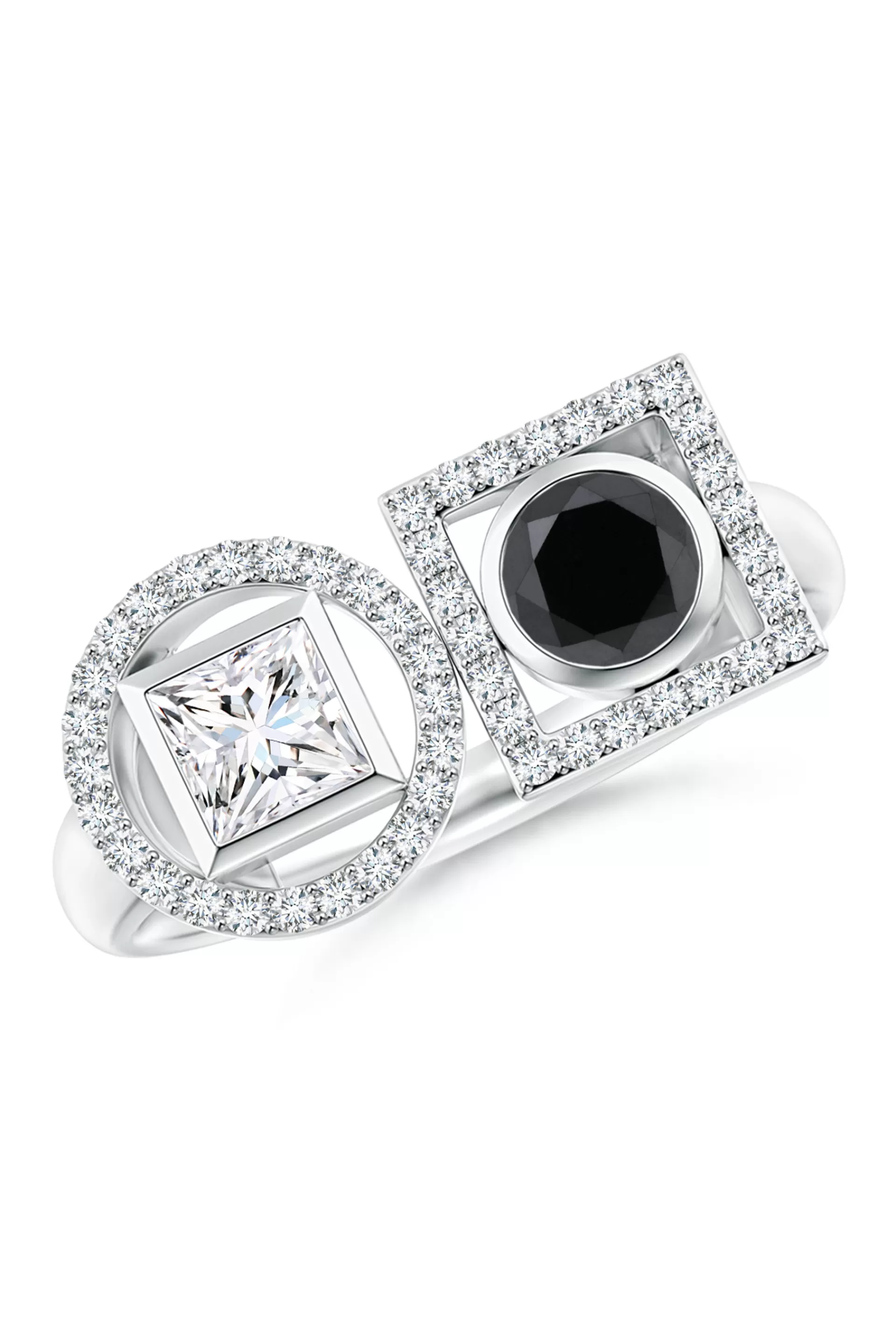 Natori Rings | Infinity<Infinity 14K Gold With Black & White Diamond Two Stone Statement Ring