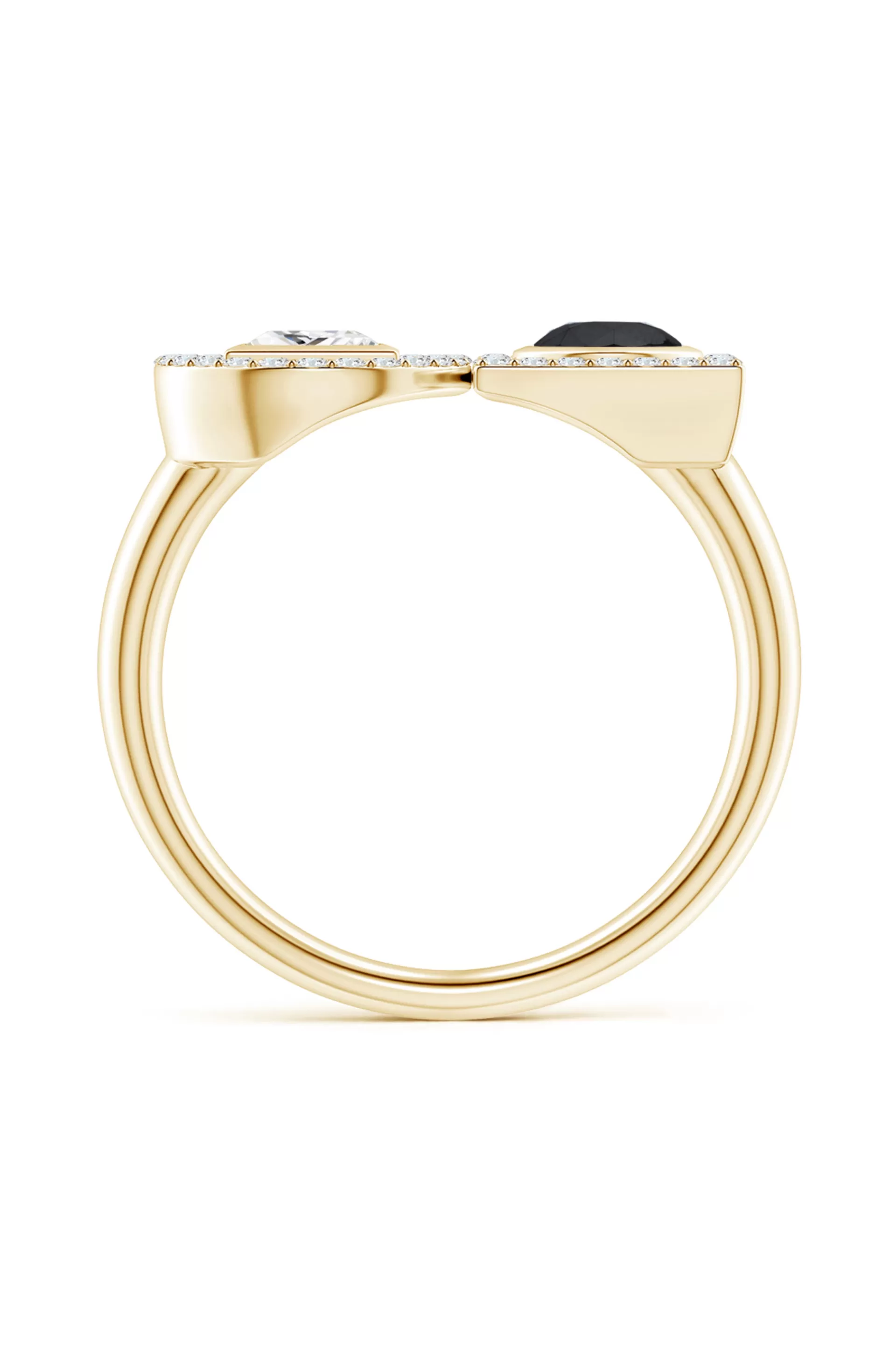 Natori Rings | Infinity<Infinity 14K Gold With Black & White Diamond Two Stone Statement Ring