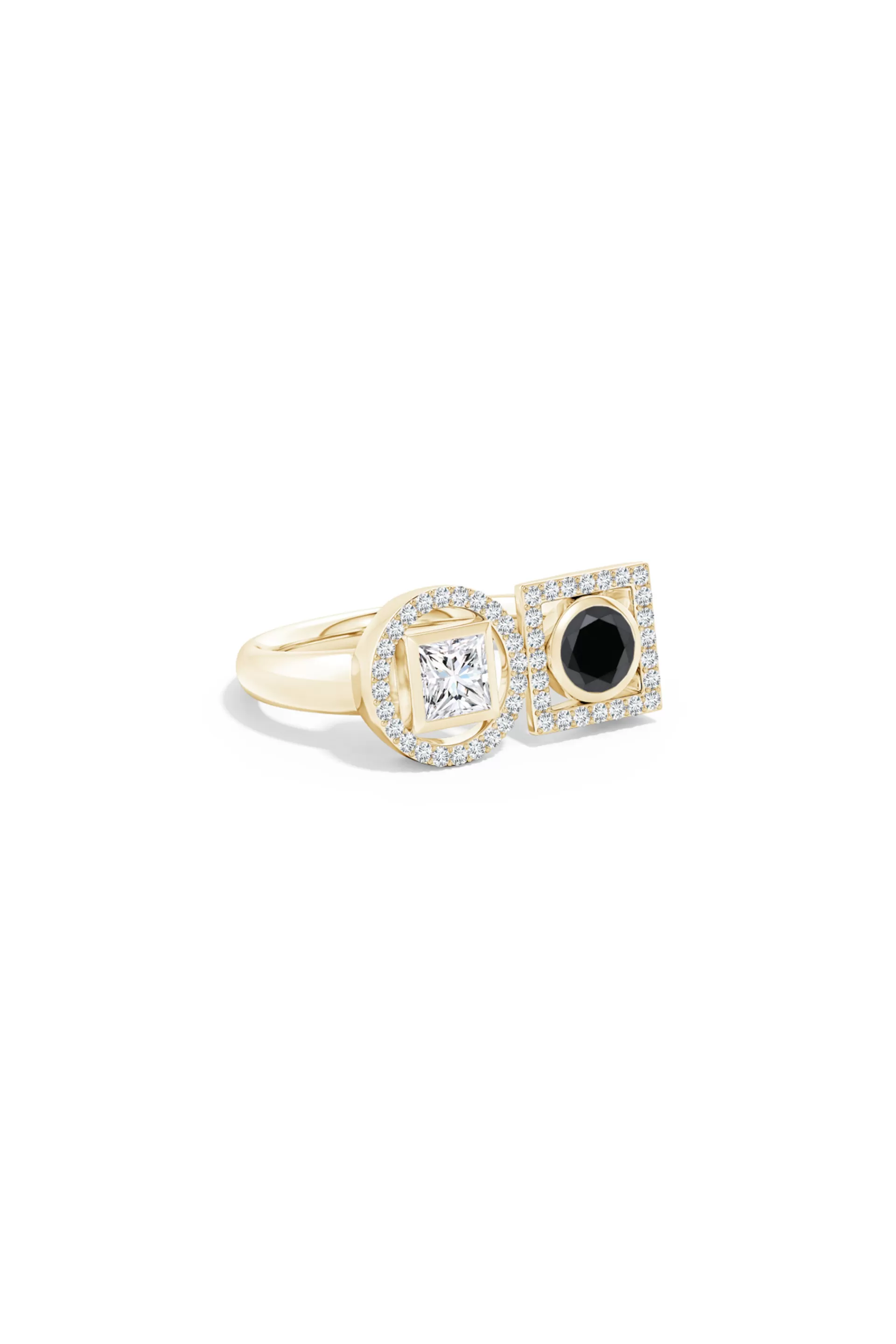 Natori Rings | Infinity<Infinity 14K Gold With Black & White Diamond Two Stone Statement Ring