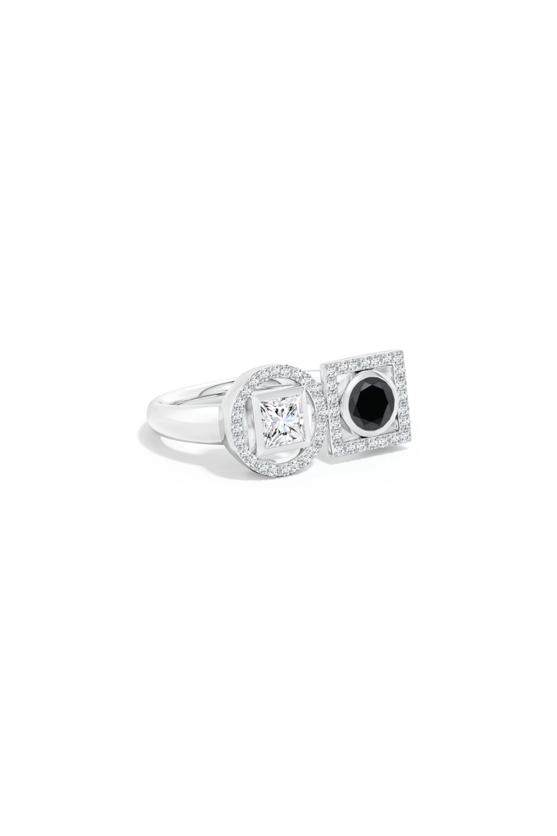 Natori Rings | Infinity<Infinity 14K Gold With Black & White Diamond Two Stone Statement Ring